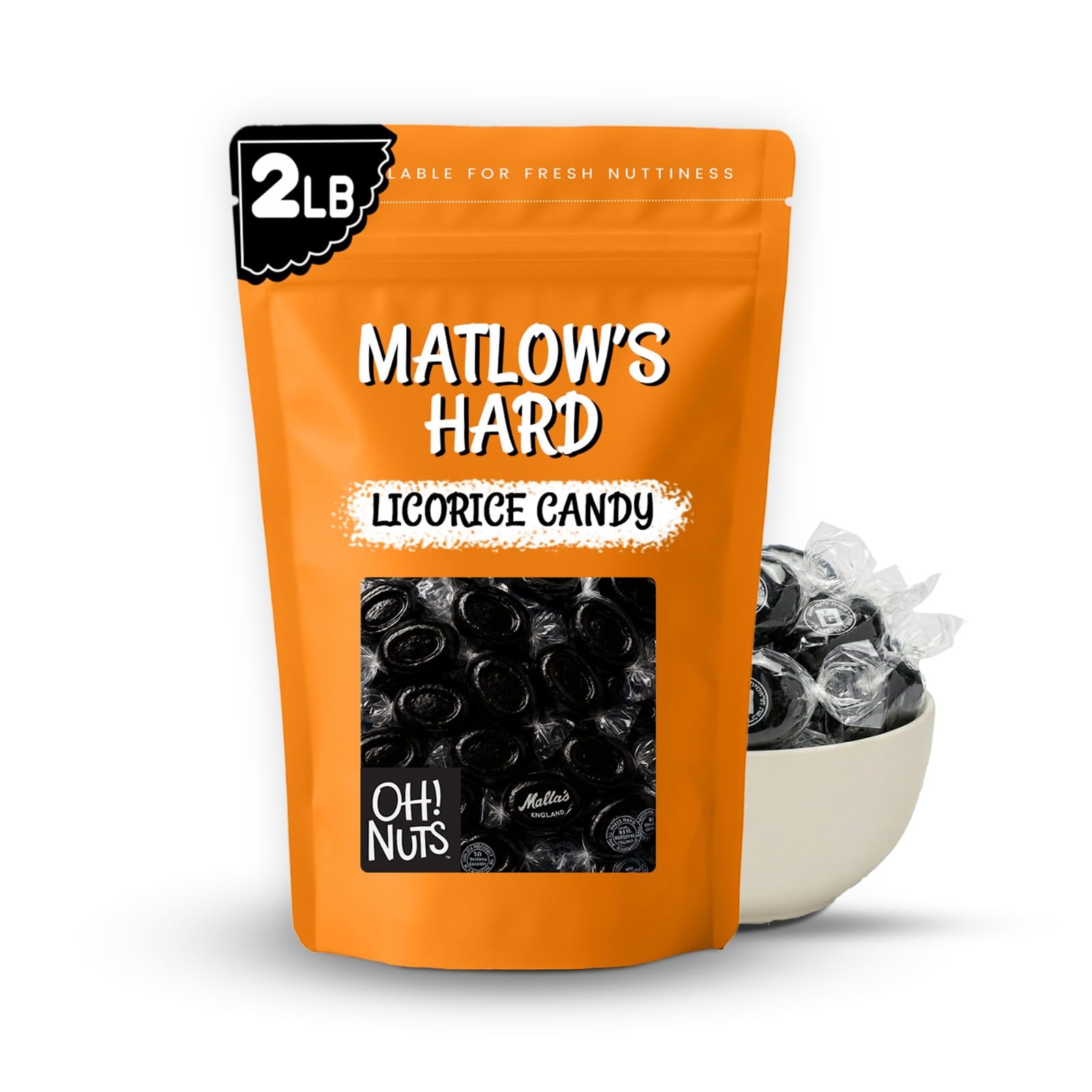 Matlow's Licorice Hard Candy | Kosher Licorice Candy - Individually Wrapped & Packed in 2 LB Resealable Bulk Bag | Great for Party, Office, Outing - Oh! Nuts