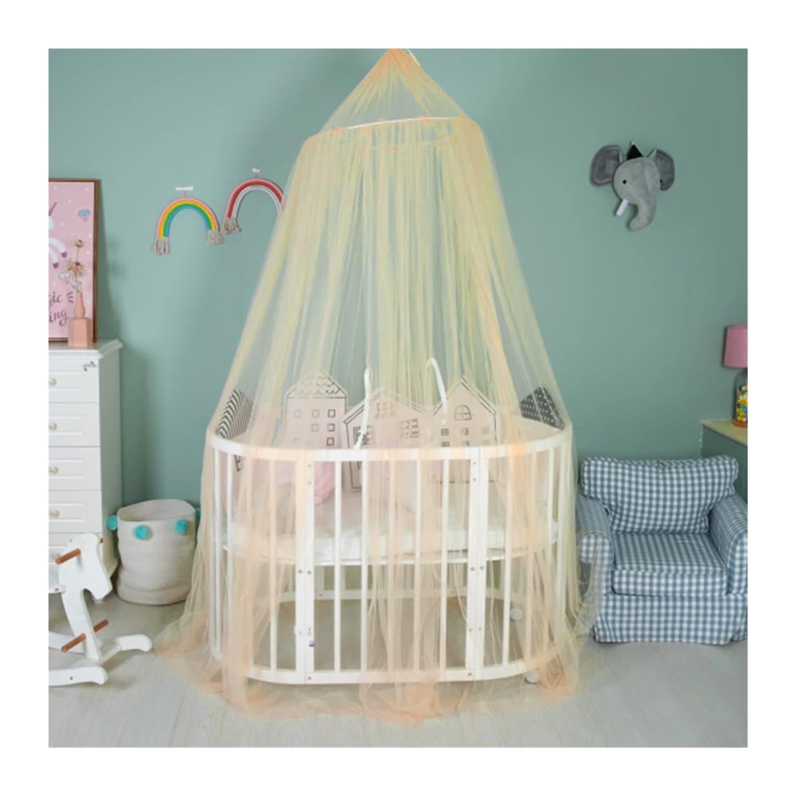 KiddiBubzi Princess Lace Kids Bed Room Bed Canopy Curtain Bedding Dome Tent(Green)