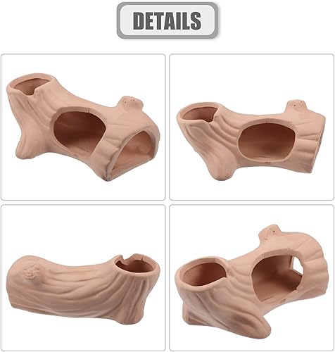 Miniatura 7 de VOCOSTE Decoraciones de acuario cueva de roca escondida, piedra de decoración de pecera de cerámica para mascotas acuáticas para reproducir, marrón