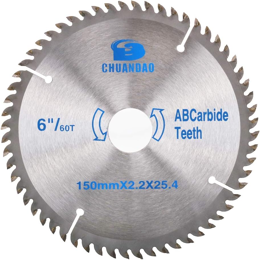 uxcell 6" Circular Saw Blade, 60T 1" Arbor with 7/8" Ring, Wood TCT