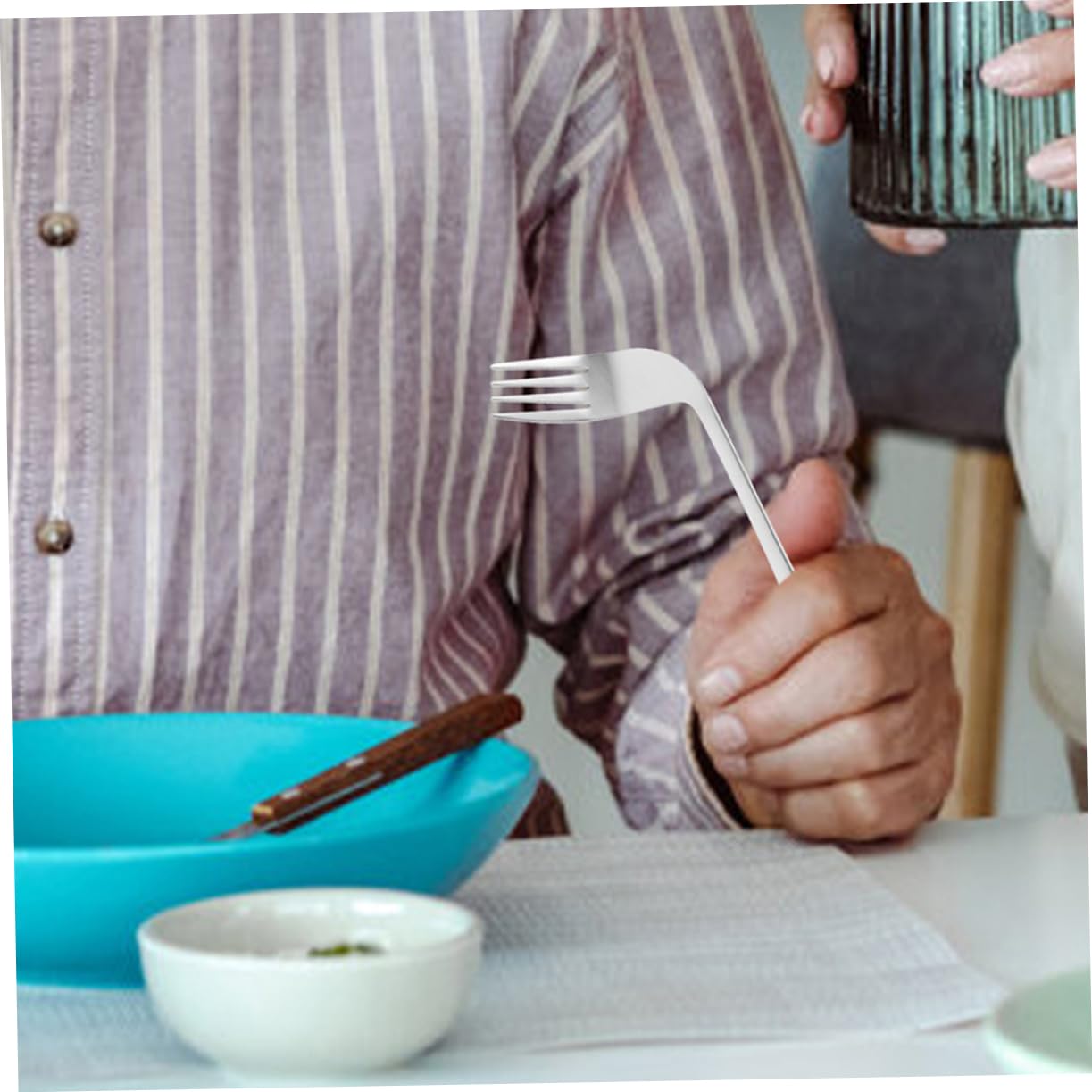 UTHCLO Lightweight Spoon Fork Set Angled Eating Utensils for Elderly Boys and Girls Utensils Stainless Steel Fork Spoon
