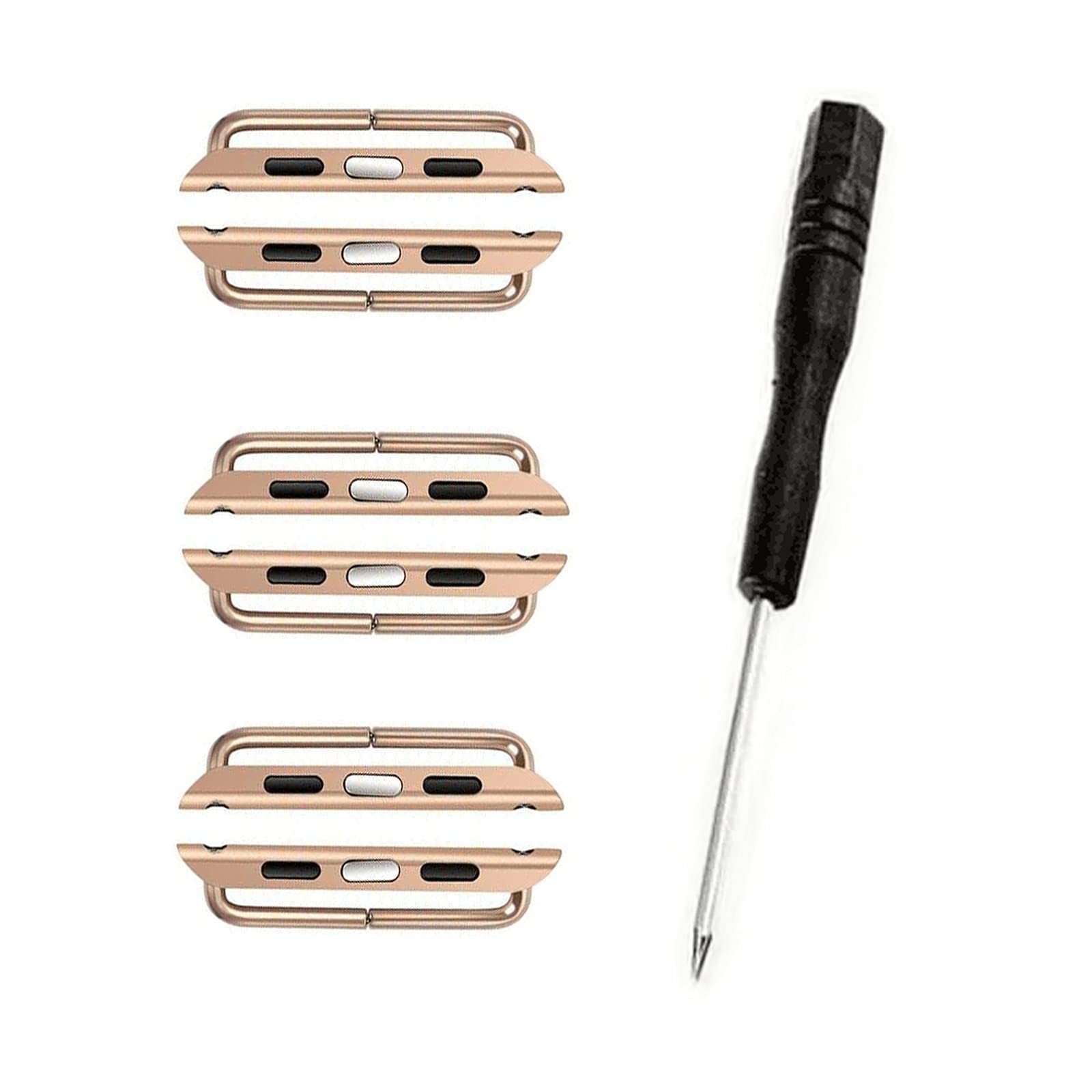 3 Pack Watch Band Connector Kit Watch Strap with Replacement Tool Compatible with Watch Adapter 38mm 40mm (Rose Gold)