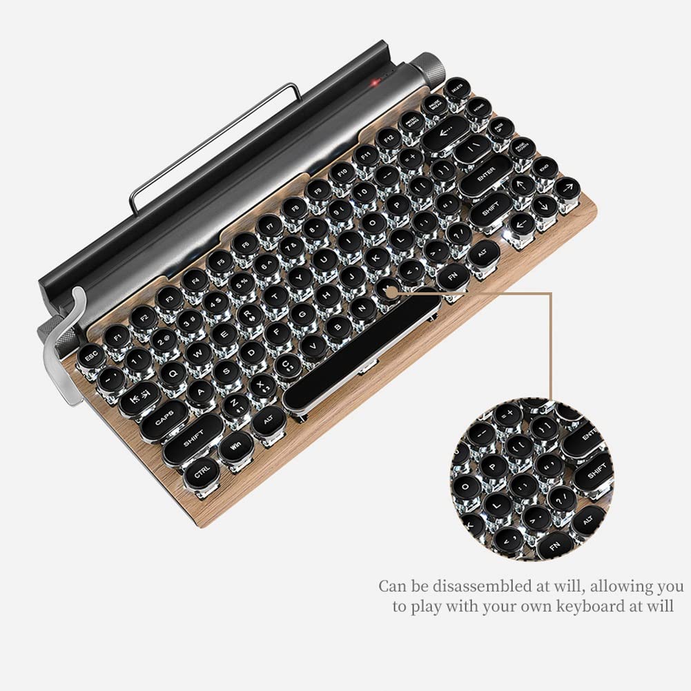 83 Klawisze Klawiatury do Gier Retro Klawiatura do Pisania Klawiatura Bezprzewodowa Bluetooth USB Mechaniczne Klawisze Punk na PC, A