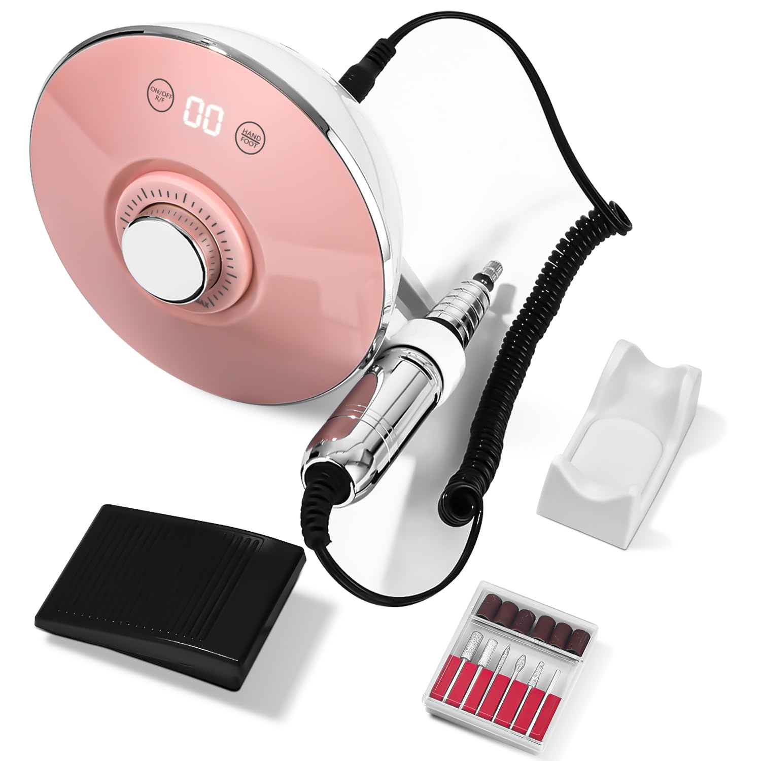 Torno de Uñas Profesional 45000RPM,Pulidoras de uñas de velocidad regulable, 6 en 1 Lima Electrica Uñas, Drill para Uñas Profesional, Completo Diseño, Fácil Instalación