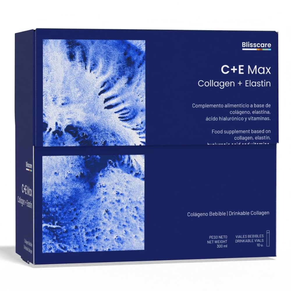 Colágeno Hidrolizado C+E Max con Peptan®, Elastina Prolastin®, Ácido Hialurónico y Vitaminas C+D+E | Colágeno Bebible para Piel Firme, Hidratada y Luminosa | 10 Viales