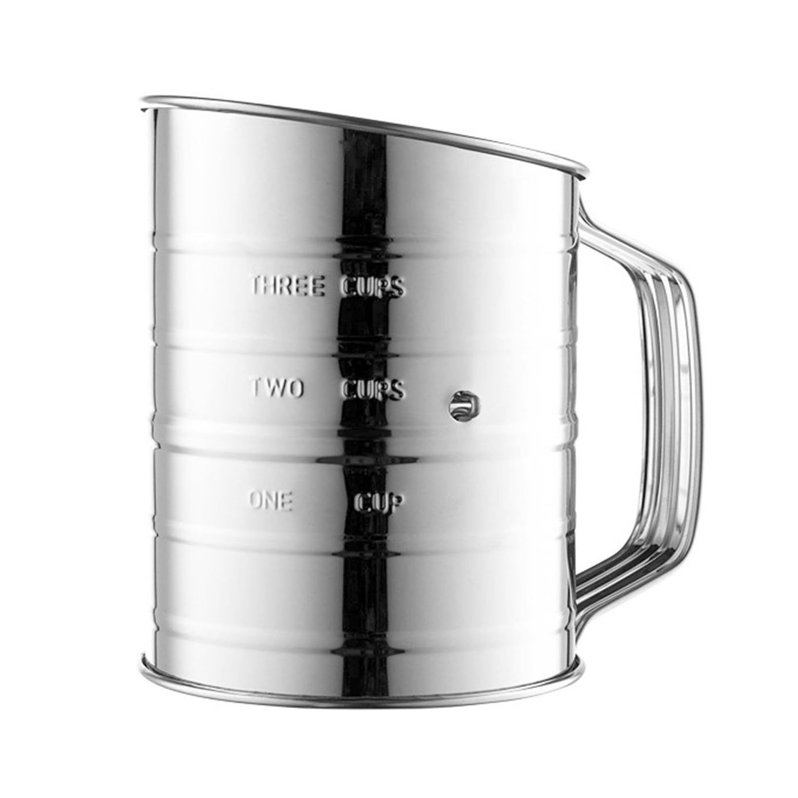 Linvimia Professional Baking Sieve with Ergonomic Handle, Measurement Lines & Heavy Duty Stainless Steel Sifting Mechanism Stainless Steel Hand Crank Flour Sifter