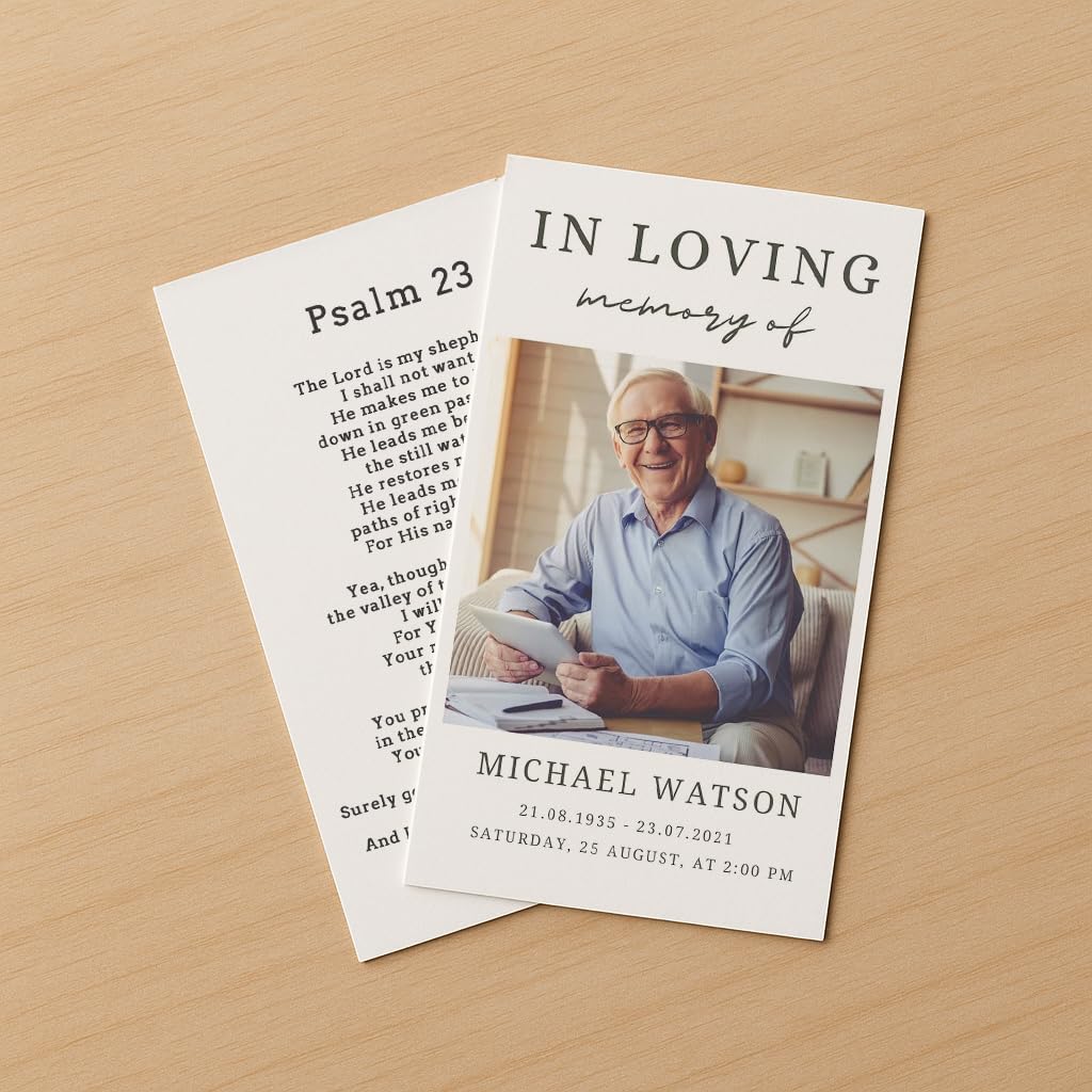 Printable Blank Memorial Cards for Funeral (Double Sided Semi-Gloss Finish) - 600 Prayer Cards (100 Sheets) - Thick 80lb Cover (White) - For Laser Printers & Copiers