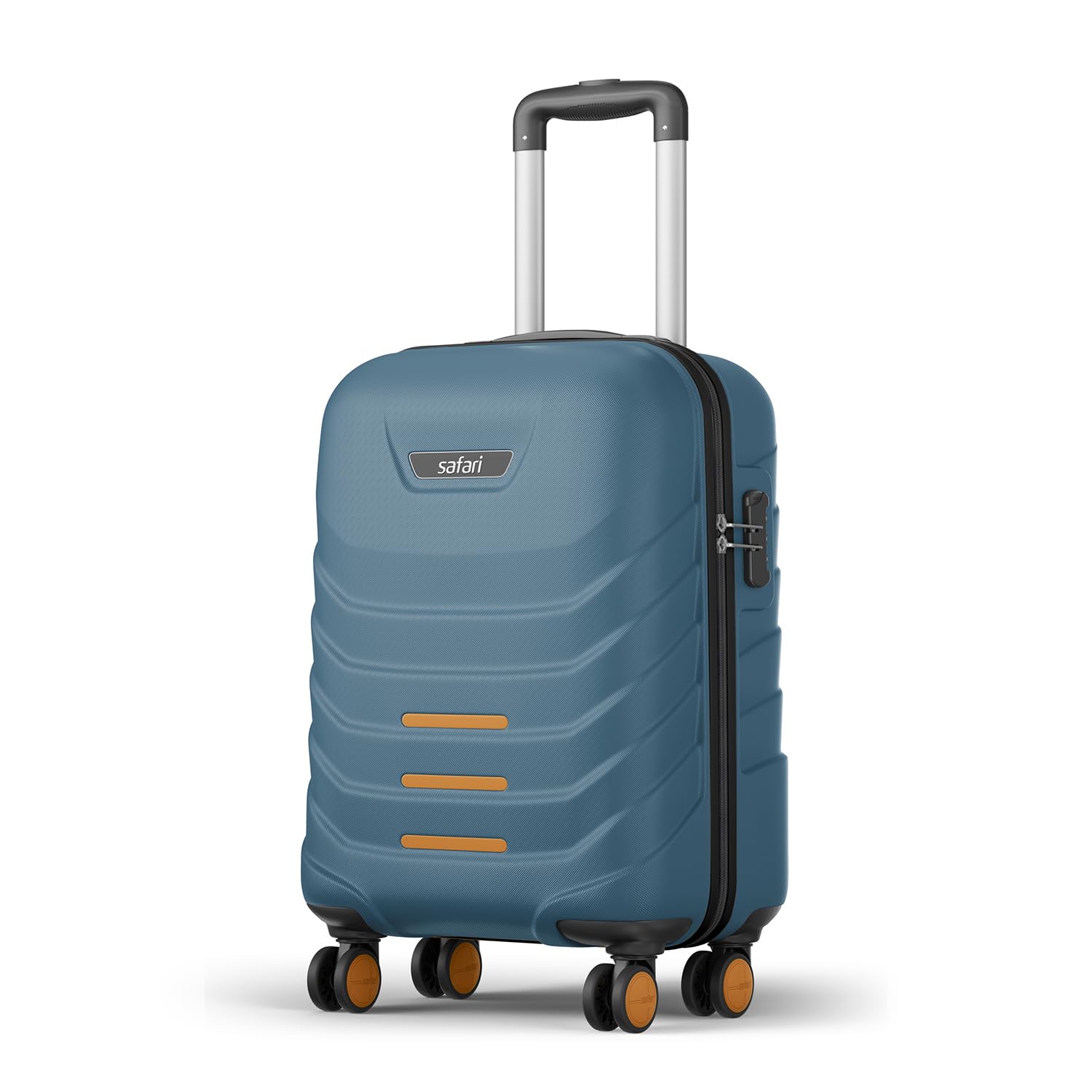 Safari Crescent 8 Wheels 56cm Small Cabin Trolley Bag, Hard Case, Polycarbonate, 360 Degree Wheeling System Travel Suitcase/Luggage, Ink Blue