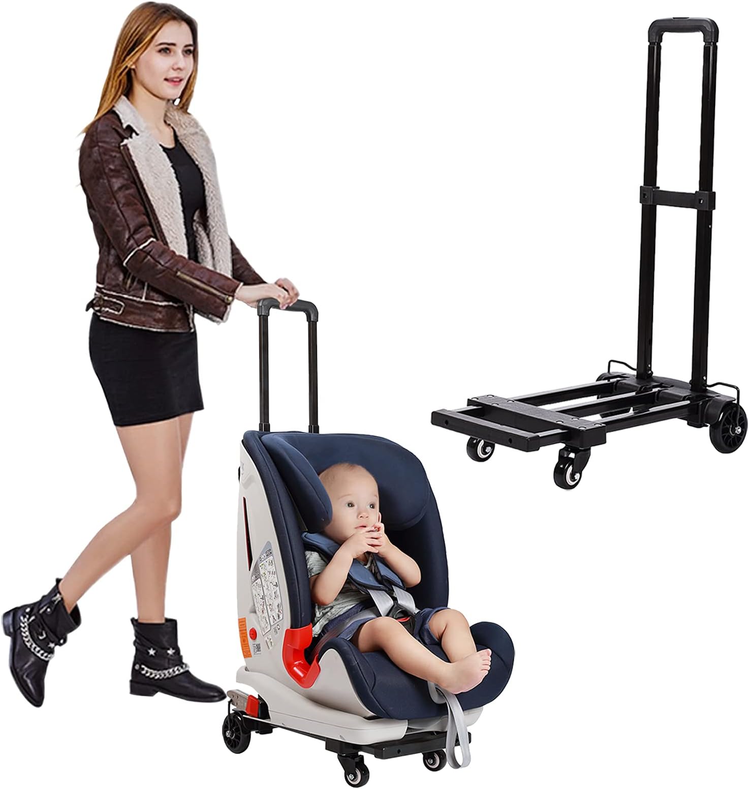 Car Seat Travel Carts, Stroller with Wheels for Air Travel, Light and Portable