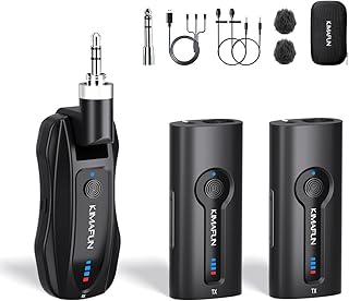 KIMAFUN 2.4GHz Dual Wireless Lavalier Microphone,2 People Sound Amplifying Wireless Lapel Mics,Ideal for Class Teaching,Training,Broadcast,Interview,Church,Conference,Tour Guiding G70-1(2TX+1RX)