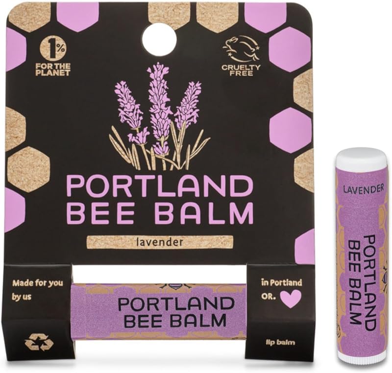 Bálsamo labial Portland Bee Balm com lavanda, cera de abelha, óleo de coco e azeite de oliva