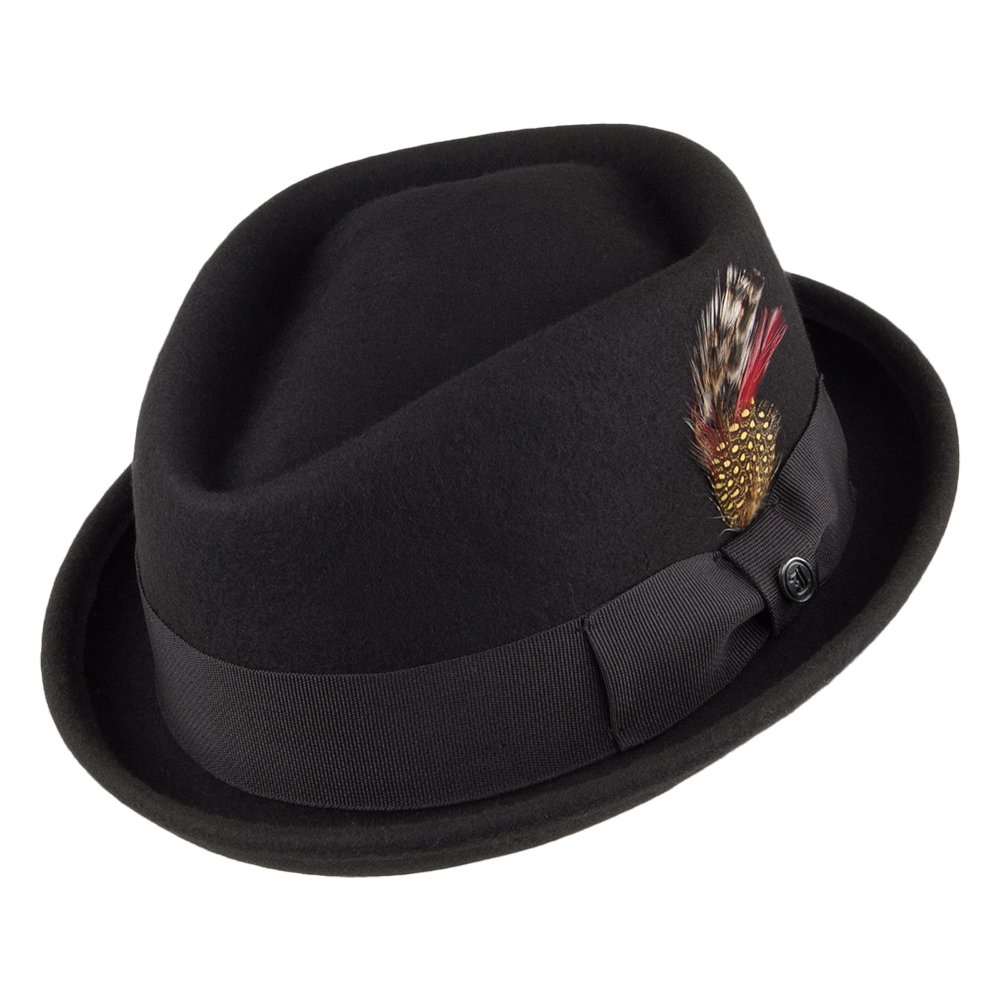 Jaxon & James Men's Black Crushable Diamond Crown Pork Pie Hat - Large