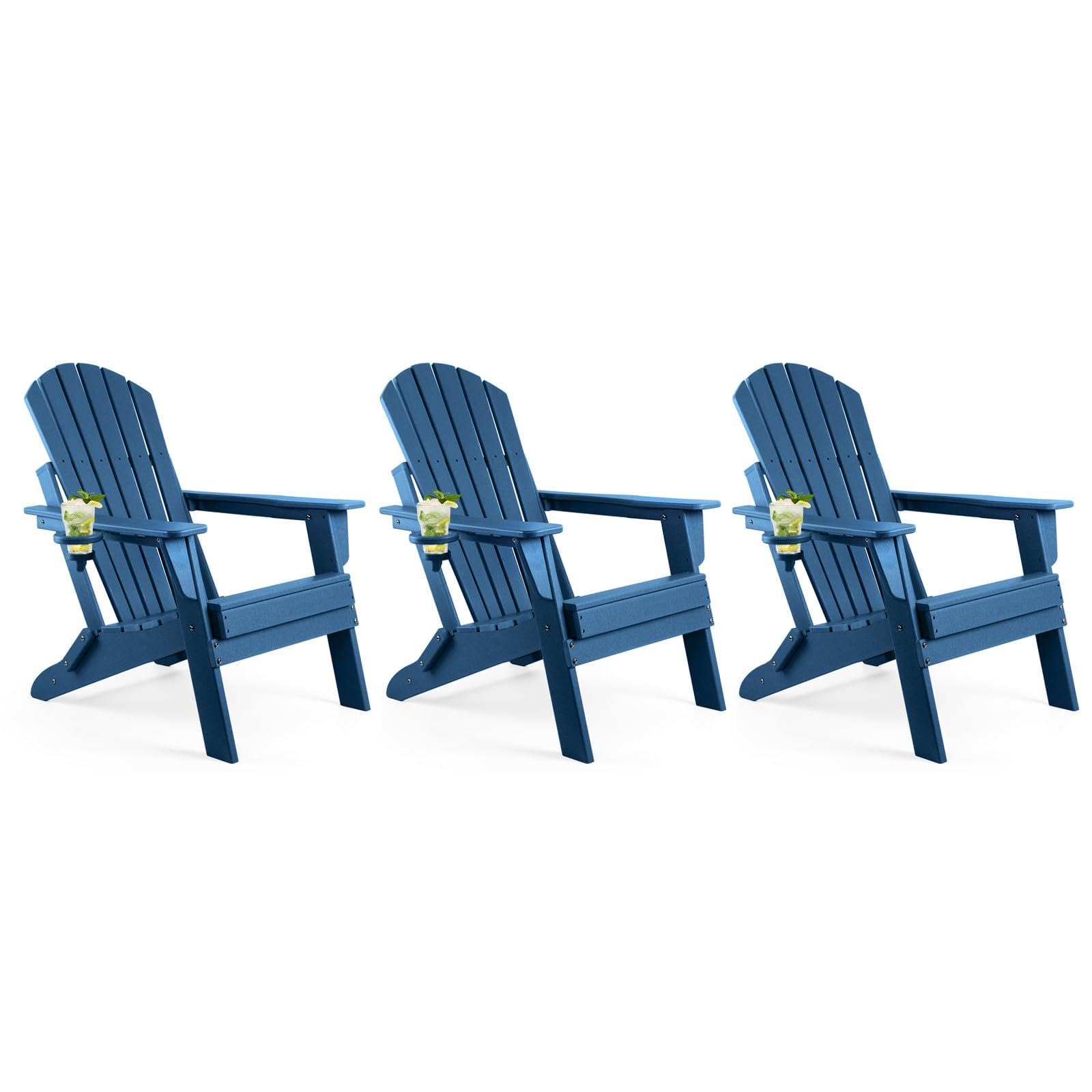 FUNBERRY Oversized Folding Adirondack Chair Set of 3, Fire Pit Chair 400LBS