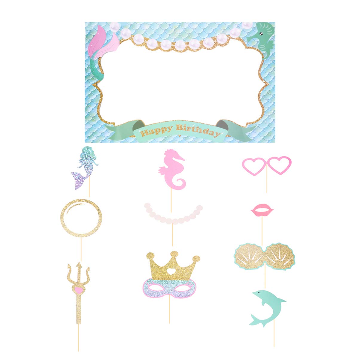 Buy Amosfun 11Pcs Mermaid Party Photo Booth Mermaid Photo Frame Party