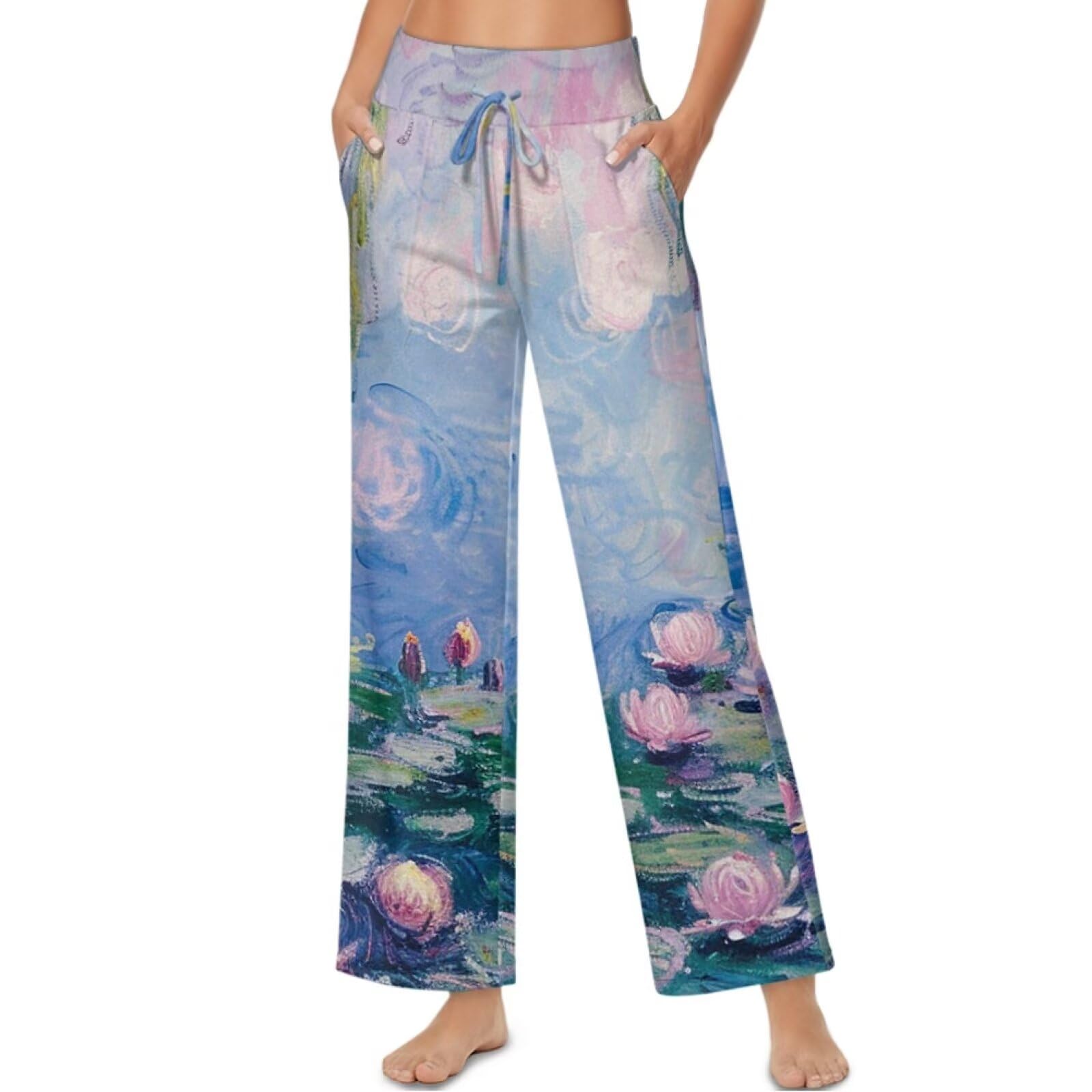 TODIYADDU Womens Wide Leg Pants High Waisted Trousers with Pockets Palazoo Pants for Casual Sports S-2XL