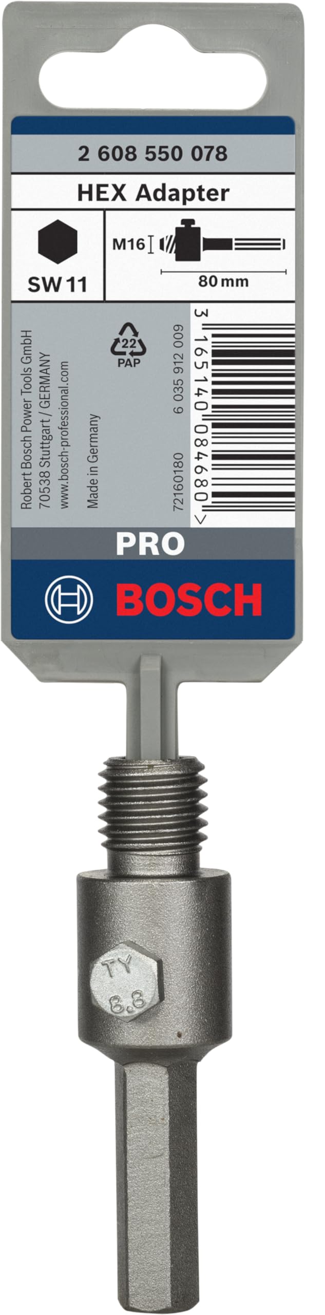 Bosch 1x PRO Hex Adapter (Ø mm, Professional Zubehör Schlagbohrer/Schrauber)