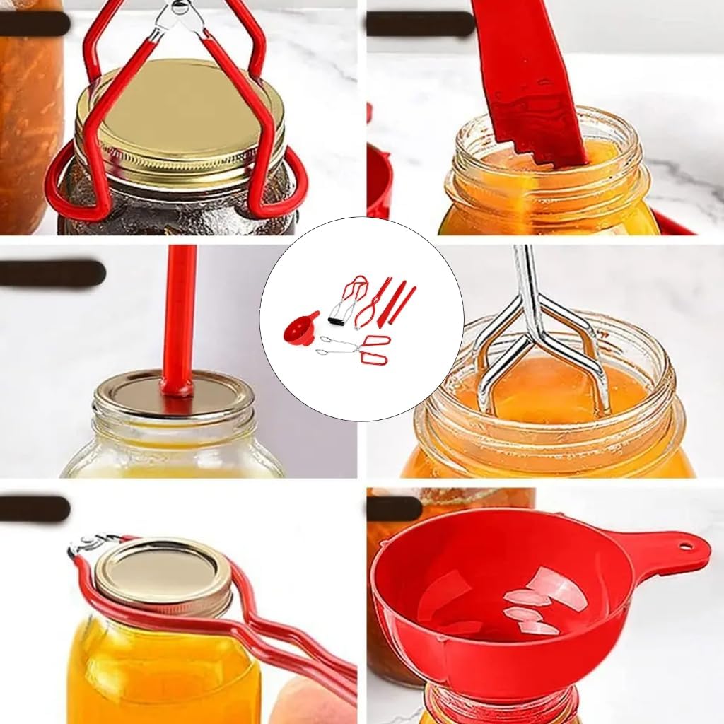 6PCS Canning Essential Set With Magnetic Lid Lifter Jar Gripper Bubble Removers Durable Tool For Safe Fruit Vegetable Preservations