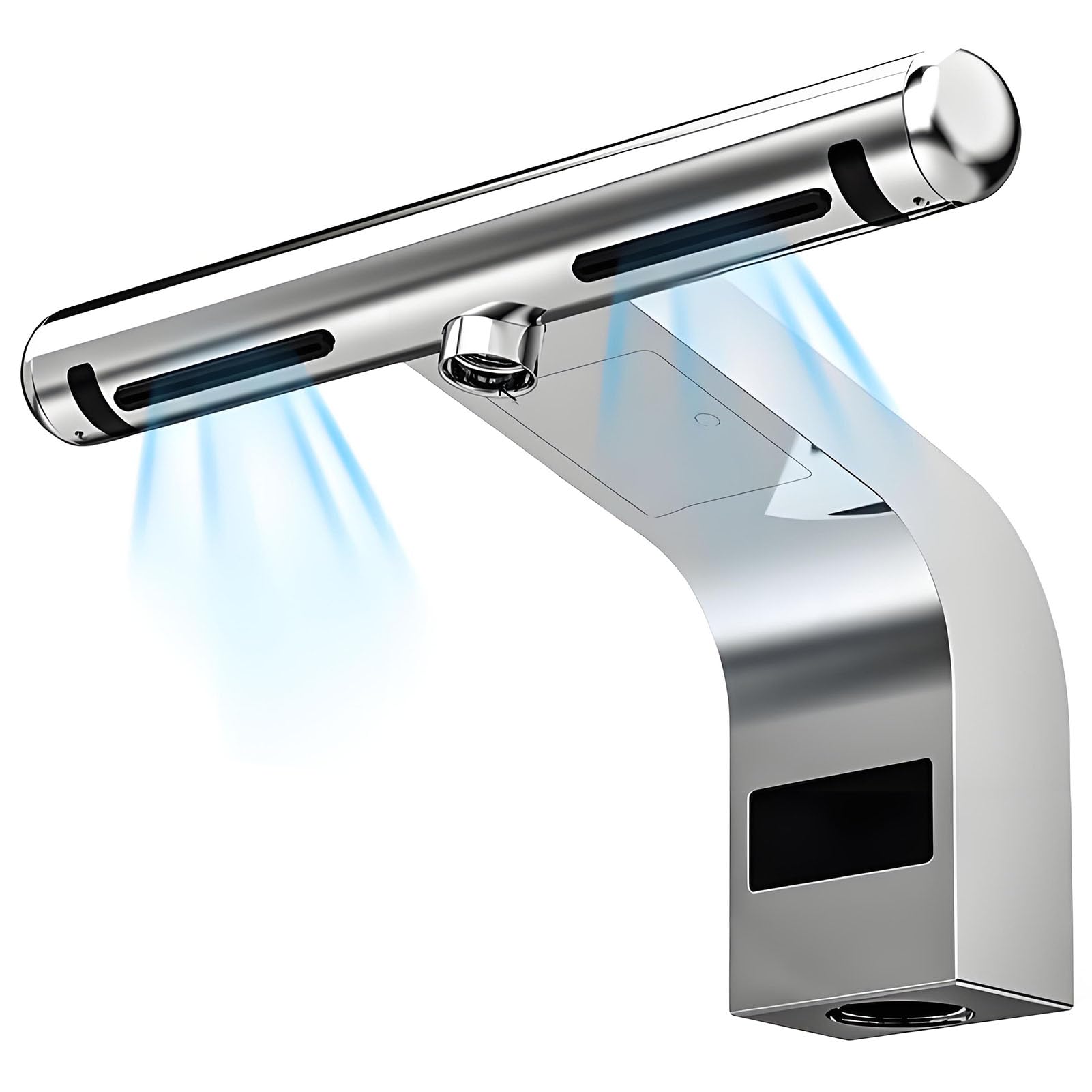 Rubinetto automatico con asciuga mani integrato, sensore attivato per funzionamento touchless, ideale per bagni commerciali