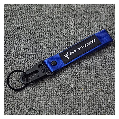 Porte-clés Moto pour Yamaha MT09 MT-09 FZ09 FZ-09 MT 09 FZ 09 en Nylon Tissu Couture - Souvenir Cadeau (Couleur : Bleu, Size1 : 1)