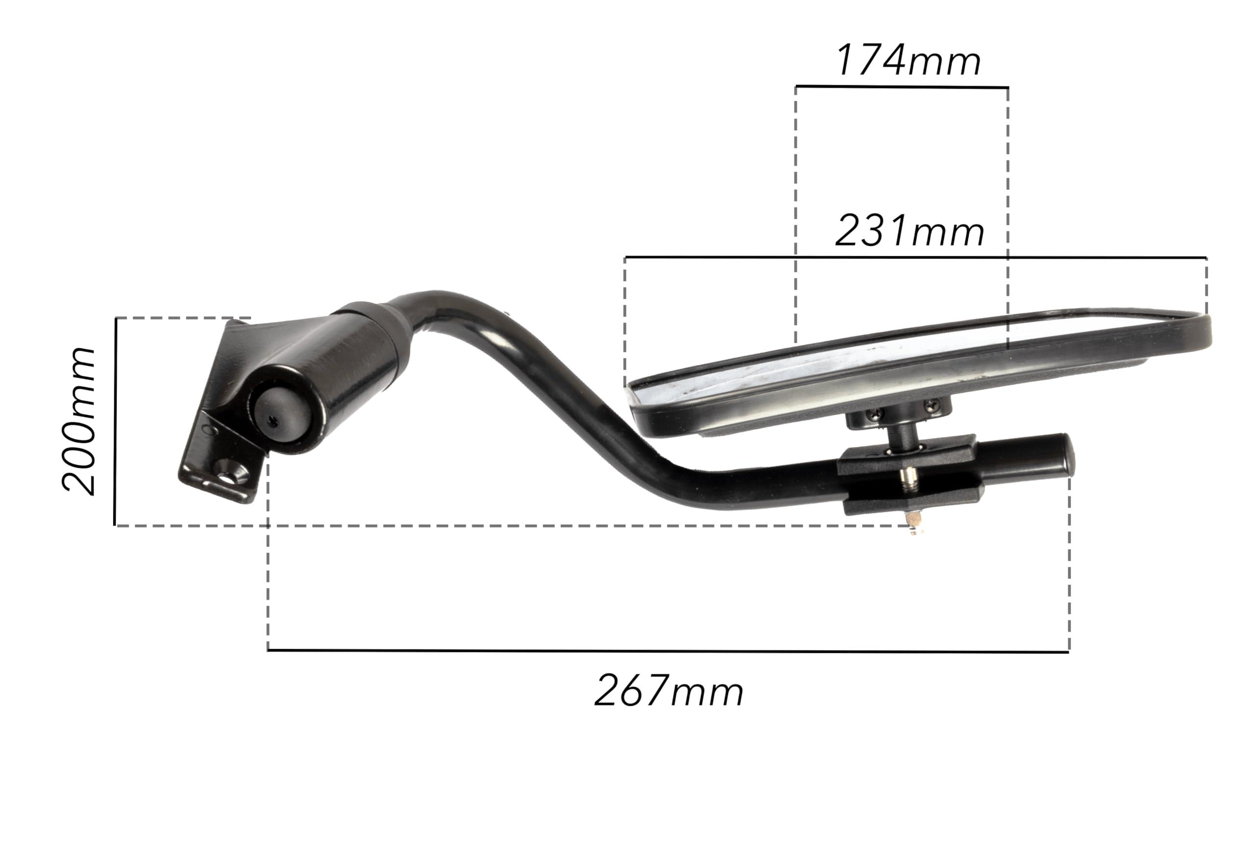 Ama Specchio Retrovisore Destro per Trattori con Coppa 230x180 mm e Braccio 250 mm - Compatibile con Trattori Fiat e Same, Made in Italy