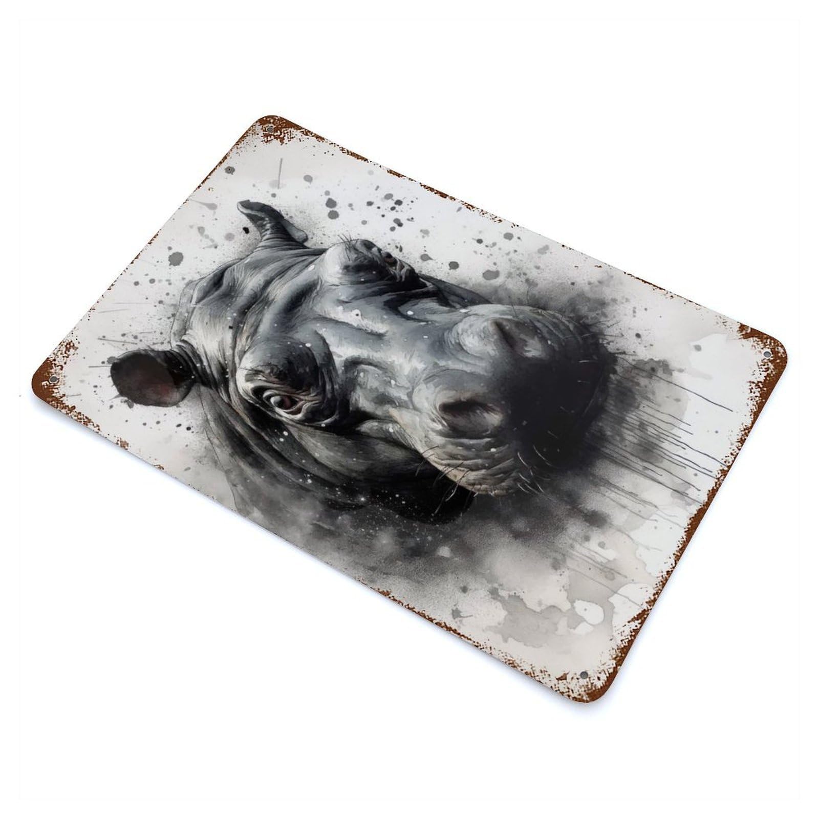 Hippo Natures Retro Metal Sign 11.8"x7.9", Vintage Wall Decor for Garage, Pub Or Kitchen