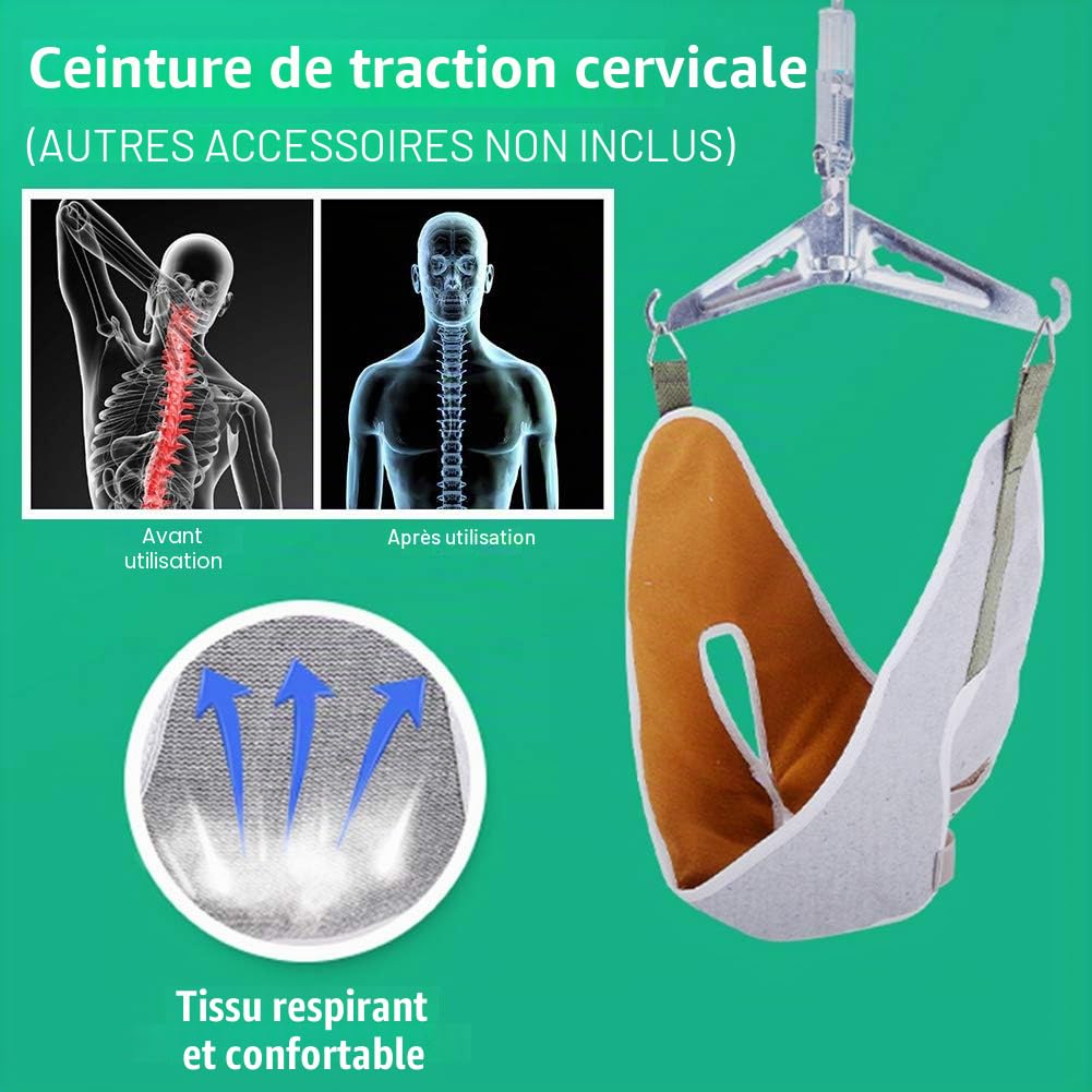Faderr Kit de traction cervicale - Attelle de soulagement de la douleur - Portable - Réglable - Correction sur porte - Soins de santé - Pour bureau, maison - À suspendre - Blanc