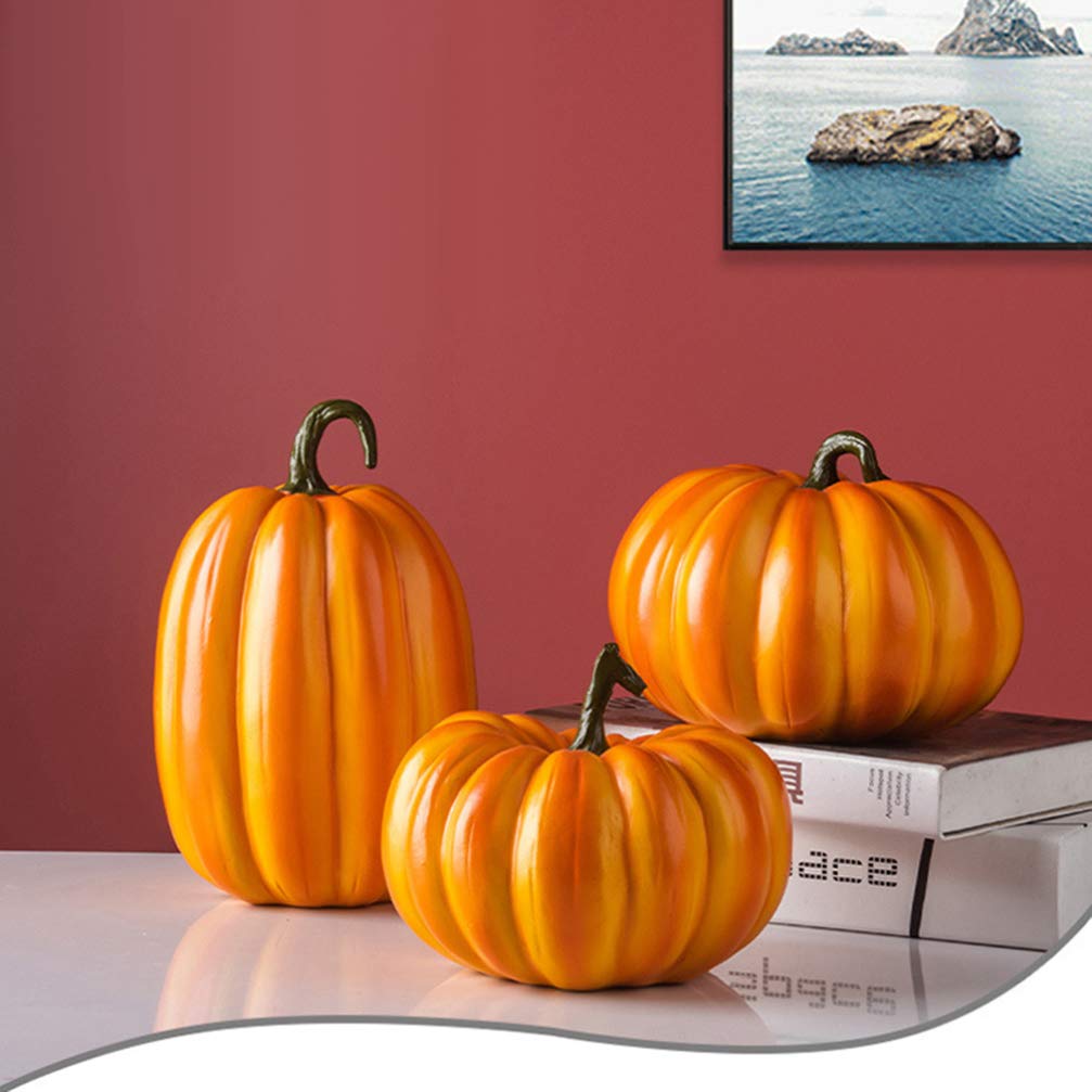 FOMIYES Fake Pumpkin Resin Pumpkin for Home Indoor Outdoor Halloween Decorations (Orange)