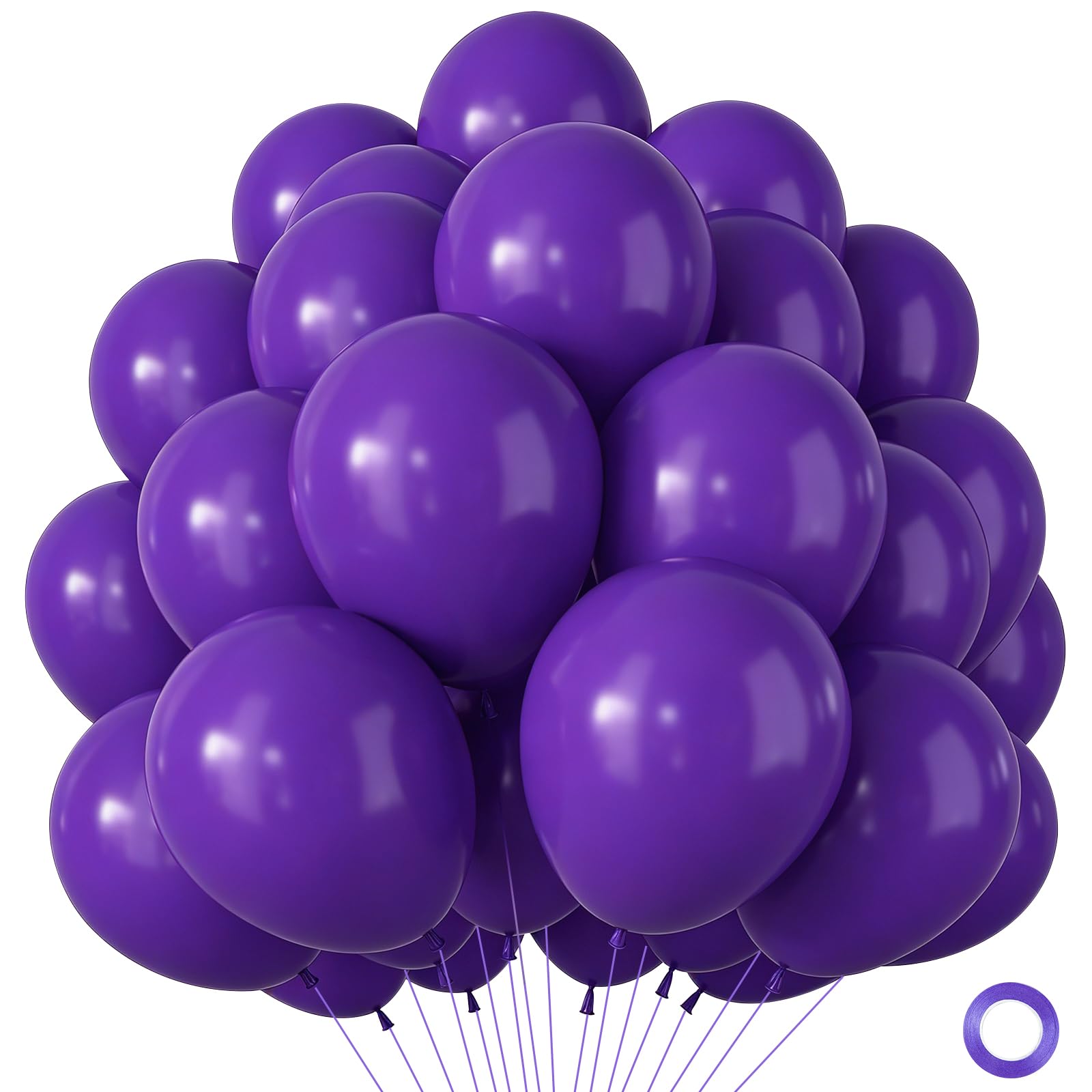 Dark Purple Balloons 100 Pack,Strong Thicken Matte Purple Birthday Balloons,Round Latex Helium Balloon For Women Girls Birthday Decorations,Halloween,Wedding,BabyShower,Kpop Party,Anniversary,12 Inch