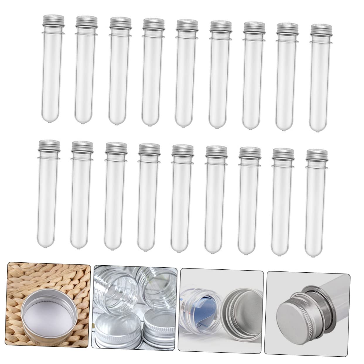 50piezas Botella De Tubo De Ensayo Transparente De Tubos De Almacenamiento De Pet para Dulces para De Baño y Organizacion De Espacio
