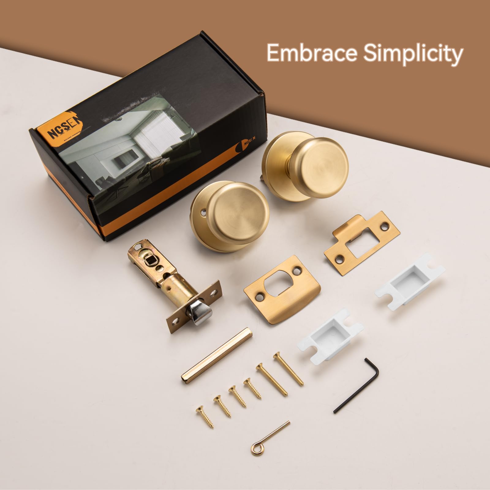 Brushed Gold Privacy Door Knob - Push Lock Design -6