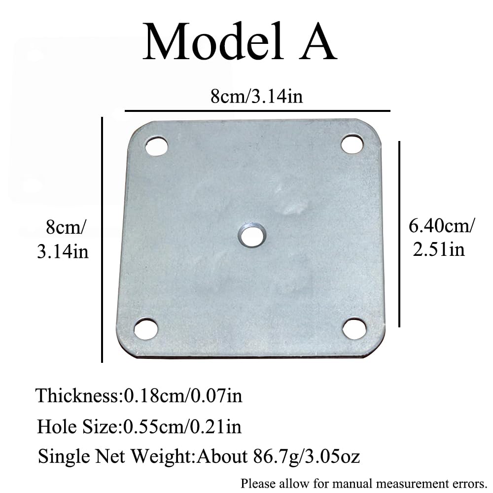 16PCS Square Flat Mounting Plate Fixed Bracket Leg Mounting Plate Connector for Furniture Sofa Wooden Leg 80x80mm Silver (Model A)