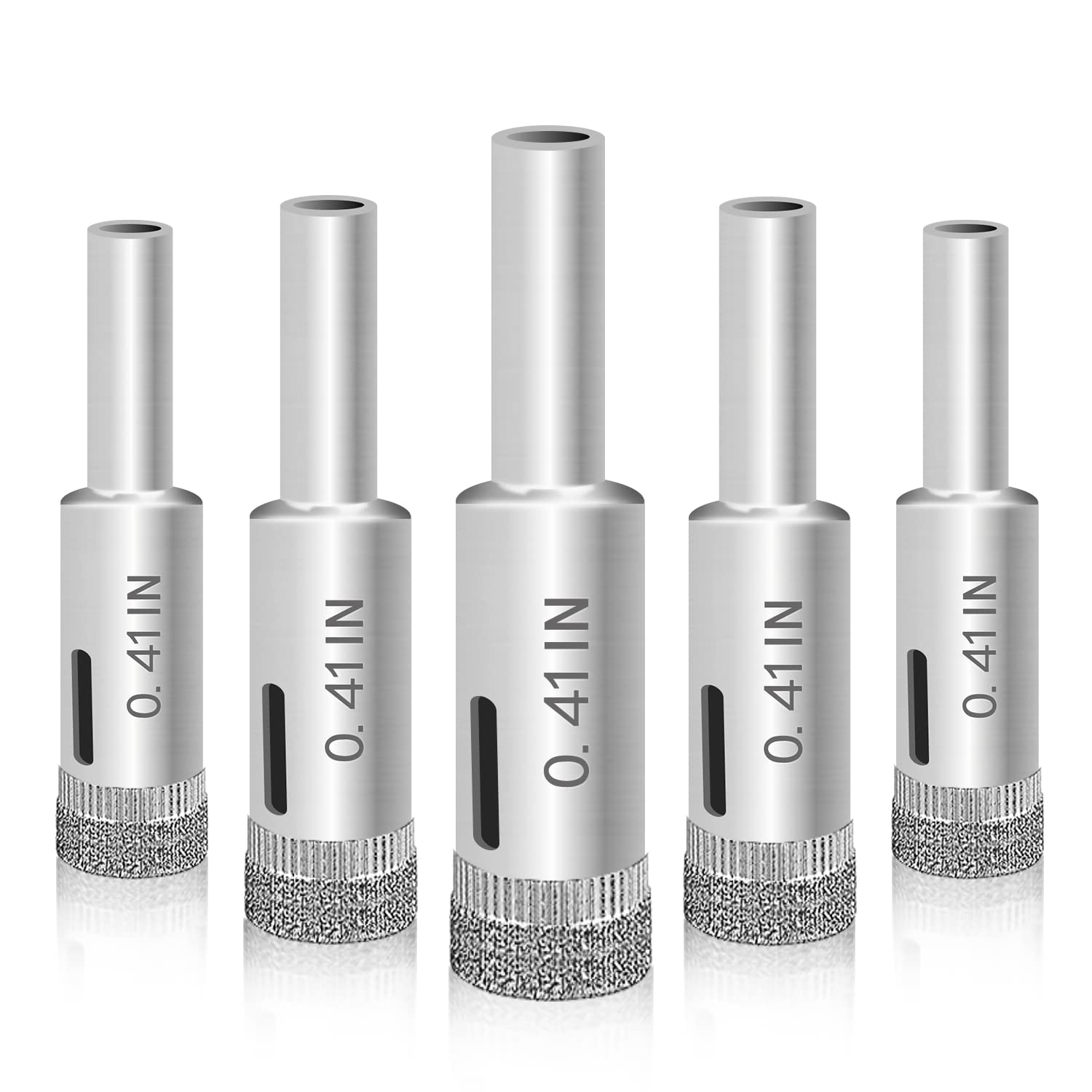 Glass Drill Bit Set, 5 pcs Diamond Drill Bits Hole Saw Bottle Extractor Remover Tool for Glass Marble Granite Fiberglass Ceramic Tile 3β8in 0.4IN (10mm)