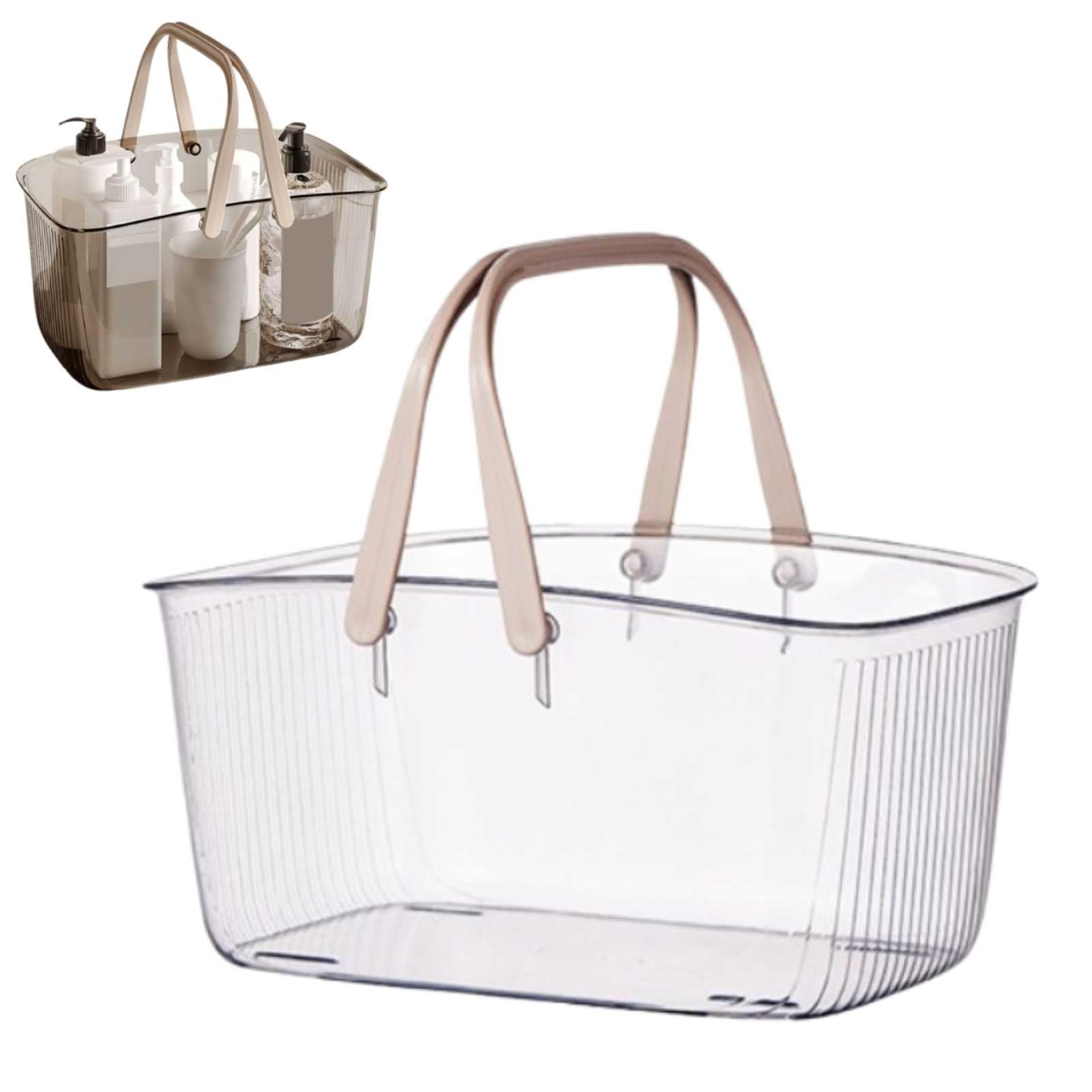 Shower Caddy Reusable Plastic Storage Baskets with Handles Drainage Toiletry Organizer Bin Clear Dorm Shower Tote Bag for