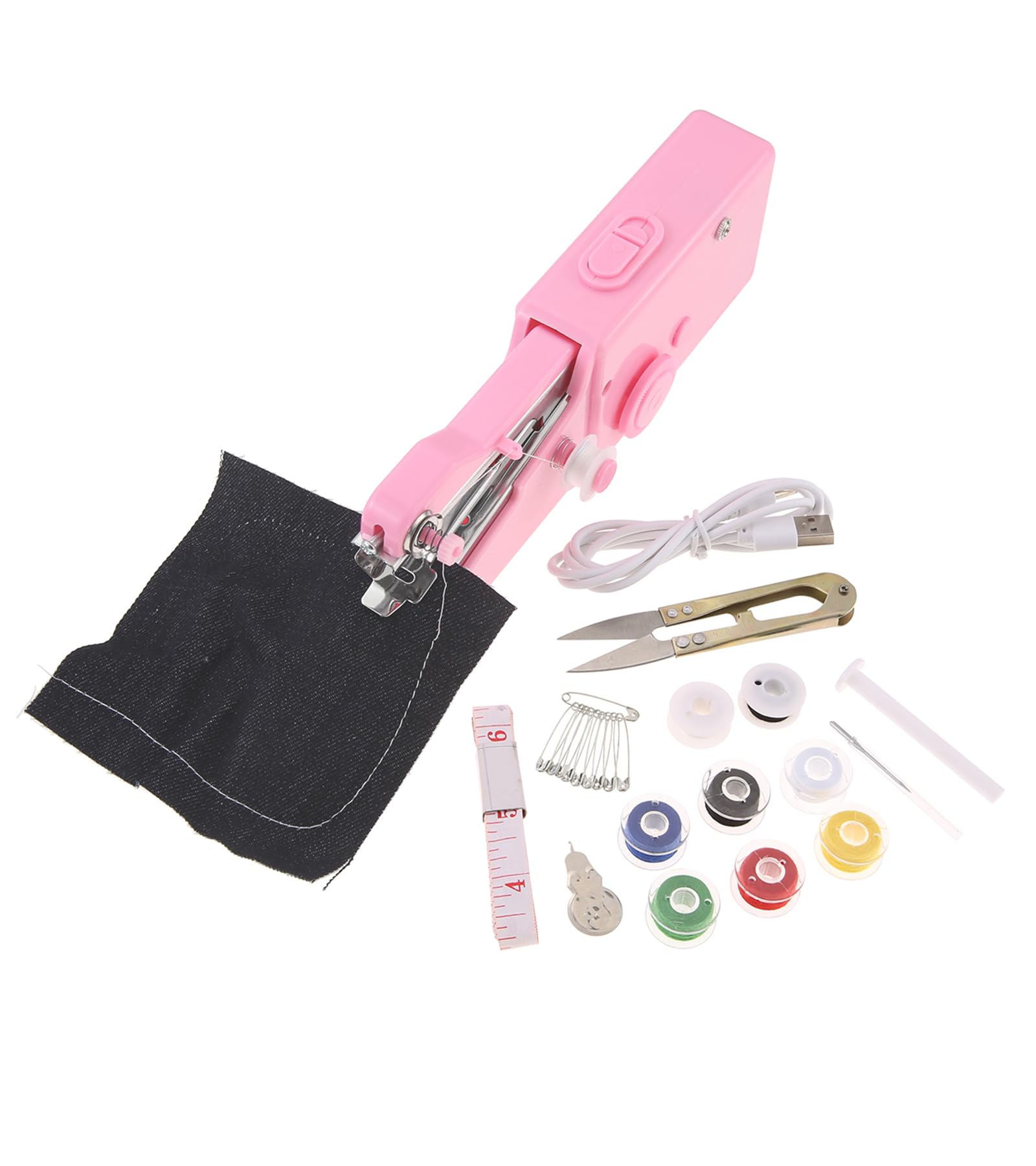 Handheld Sewing Machine, Small Mini Portable Sewing Machine Suitable for Beginners Adult, Fast Stitch for Fabrics Clothes DIY Home and Travel, Easy to Use (Pink)