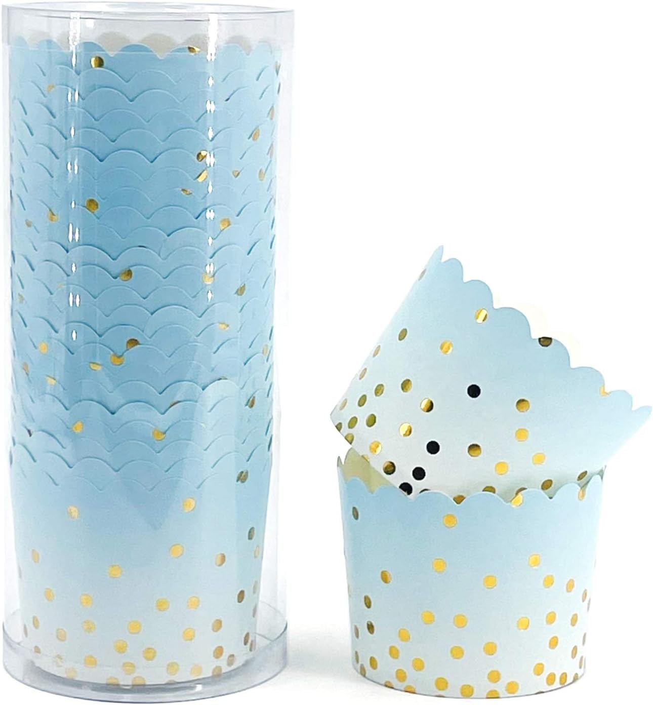 50 Pcs Paper Baking Cups 4.5 oz Cupcake Liners Oven-safe Muffin Cupcake Cups Liners Non-stick Baking Ramekin Holders Little Pudding Cups, Cupcake Tip Pan Holders for Wedding Birthday Party (Blue)