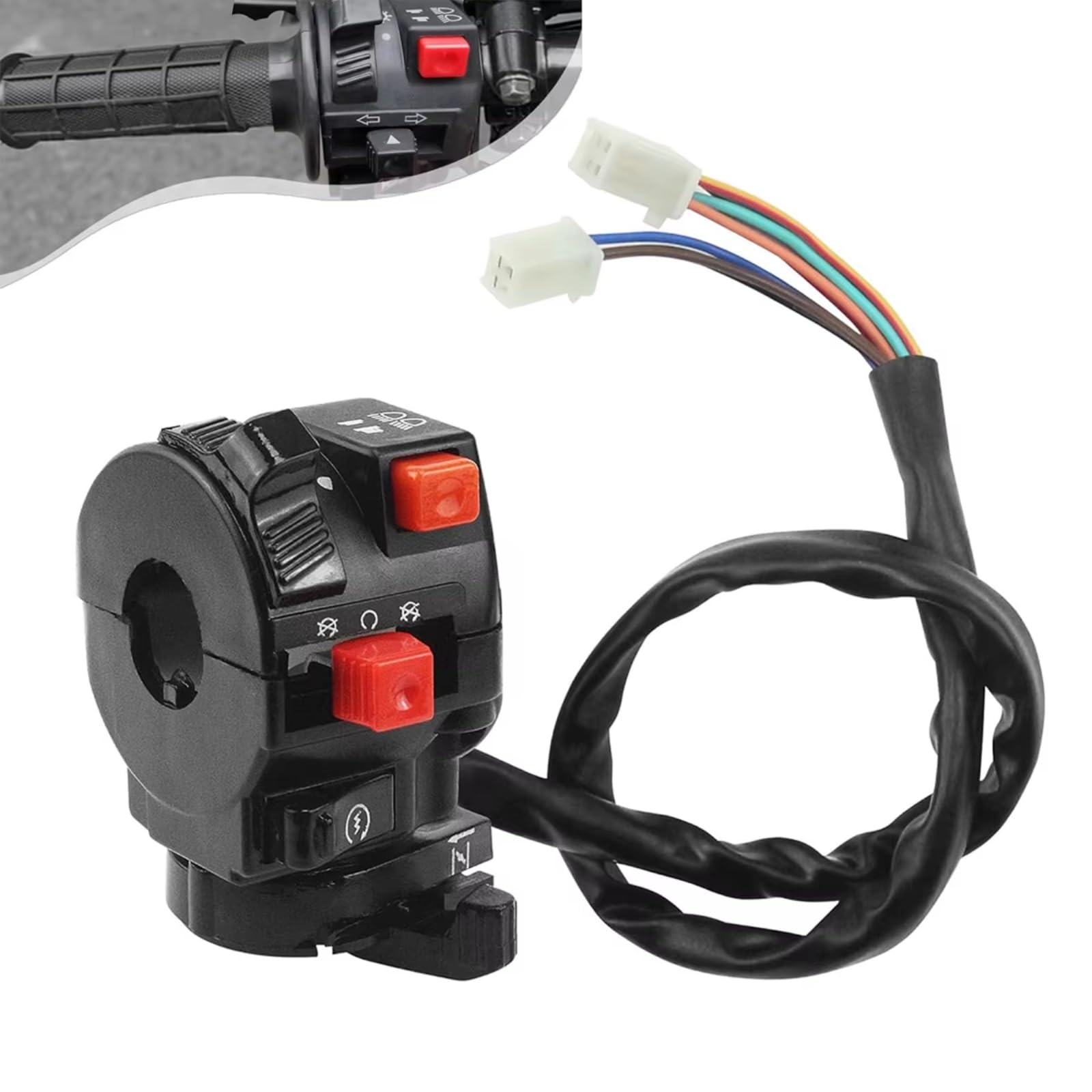 Interruptor Manillar Interruptor Para Moto Manillar Eléctrico 22mm Luz De Arranque Universal Interruptor De Estrangulador Faro Acelerador De Arranque De Haz Para Alto Y Bajo
