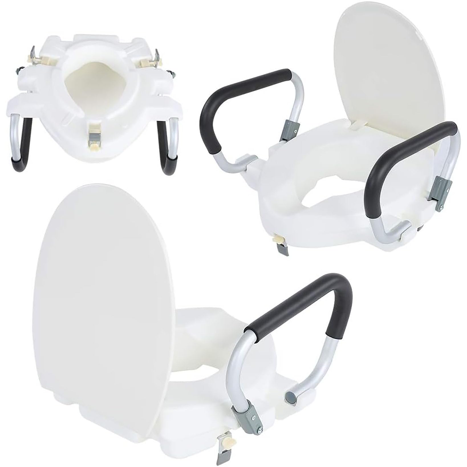 Asiento De Inodoro Elevado Con Brazo, Elevador De Asiento De Inodoro Para Discapacitados Con Asas,Asiento De Inodoro Elevado Alto Para Adultos,Asiento De Inodoro Elevado Con Anillo Interior Ancho