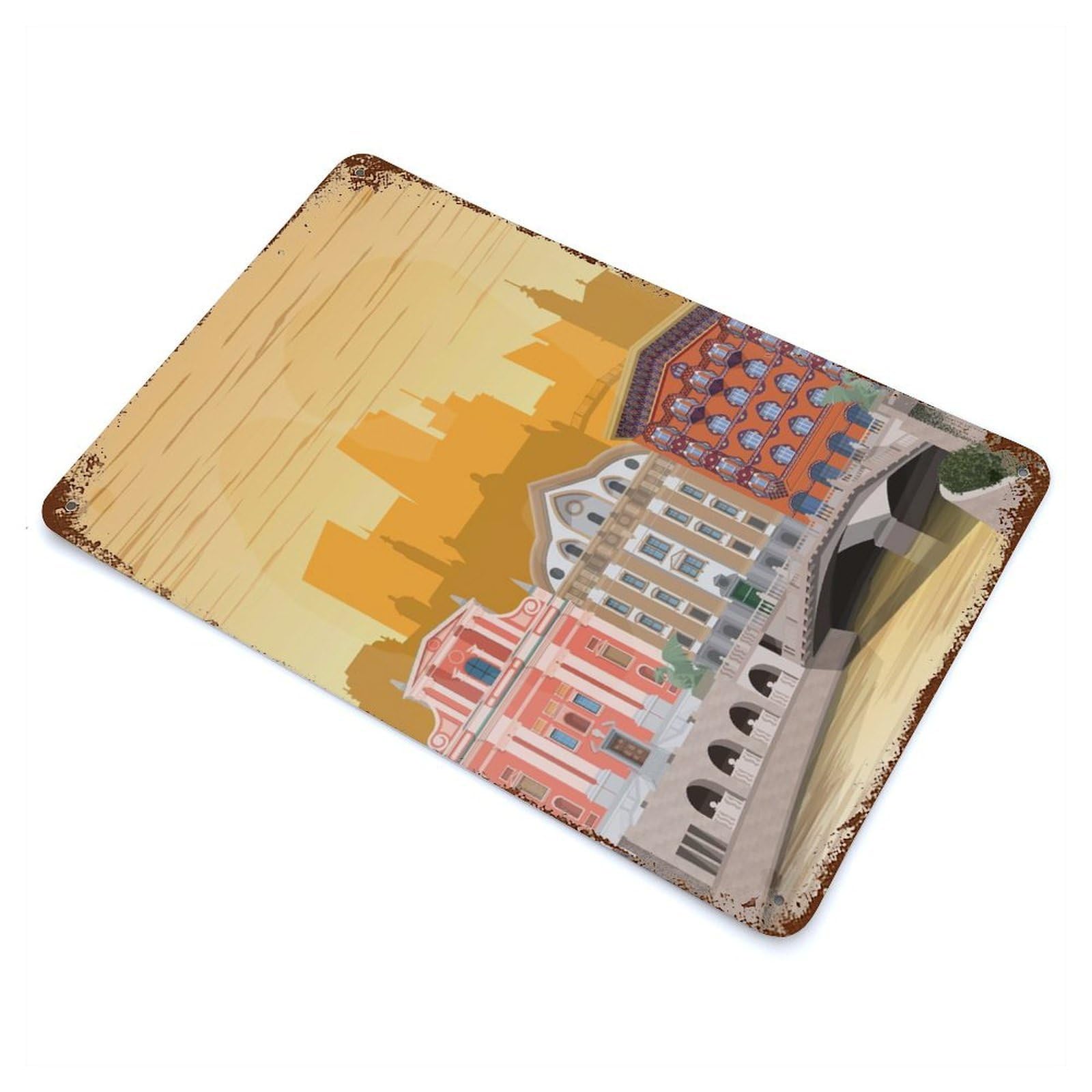 Ljubljana Travel Print Aged Metal Wall Plaque 11.8"x7.9", Ideal for Garage, Bar And Workshop Decor