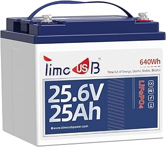 Timeusb 24V 25Ah Max LiFePO4 Battery, 2C High Discharge Rate, 50A BMS 640Wh Lithium Battery, 1280W Continuous Load Power for Electric Lawnmower, Mobility Scooter Electric Wheelchair,Farm Equipment