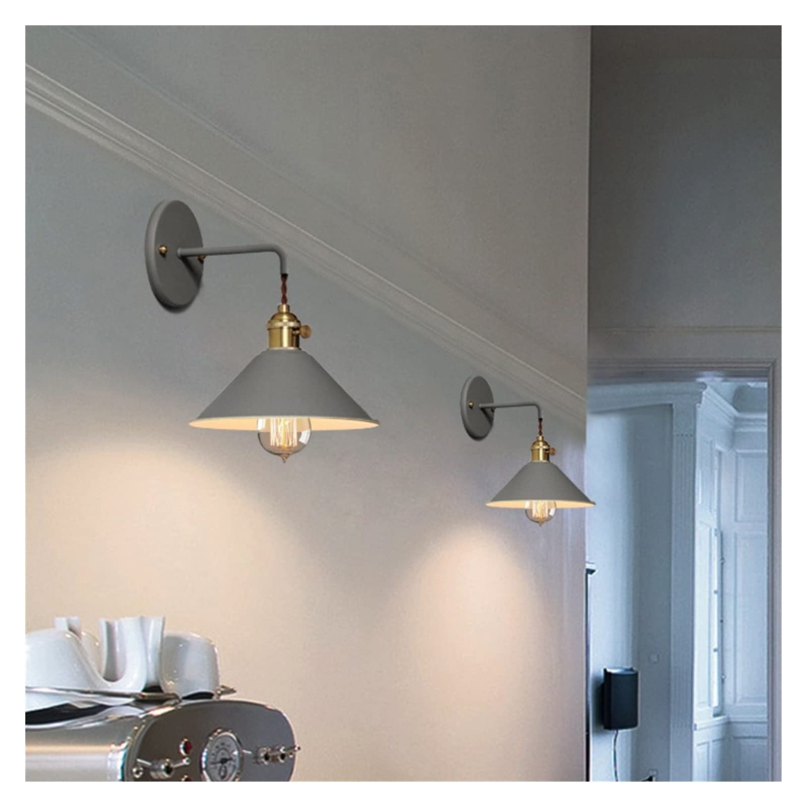 VDOQTLJT Wall lamp Modern Light Umbrella Restaurant Decoration Macarons Lamp Living Room Bedroom Aisle Stairs Bedside Home Decor Sconce(Gr,WarmwhiteLED)