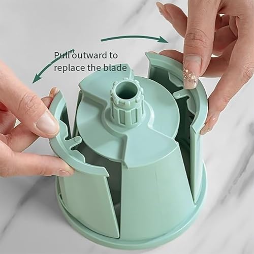 Miniatura 5 de Rallador de queso giratorio 5 en 1, rebanador de verduras, rallador de queso 5 en 1, triturador con 5 juegos de cuchillas intercambiables y base de