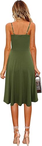 Miniatura 2 de Berydress - Vestidos informales, de playa y de verano para mujer, de color liso, de algodón, favorecedores, acampanados, con tirantes delgados