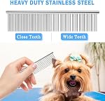 Bamlue 6 in 1 Professional Stainless Steel 4CR Safety Round Tip Dog Grooming Scissors, Anti-Rust Shears Cat Grooming Scissors Pet Kit, Thinning Straight Comb for Long Short Hair-Blue