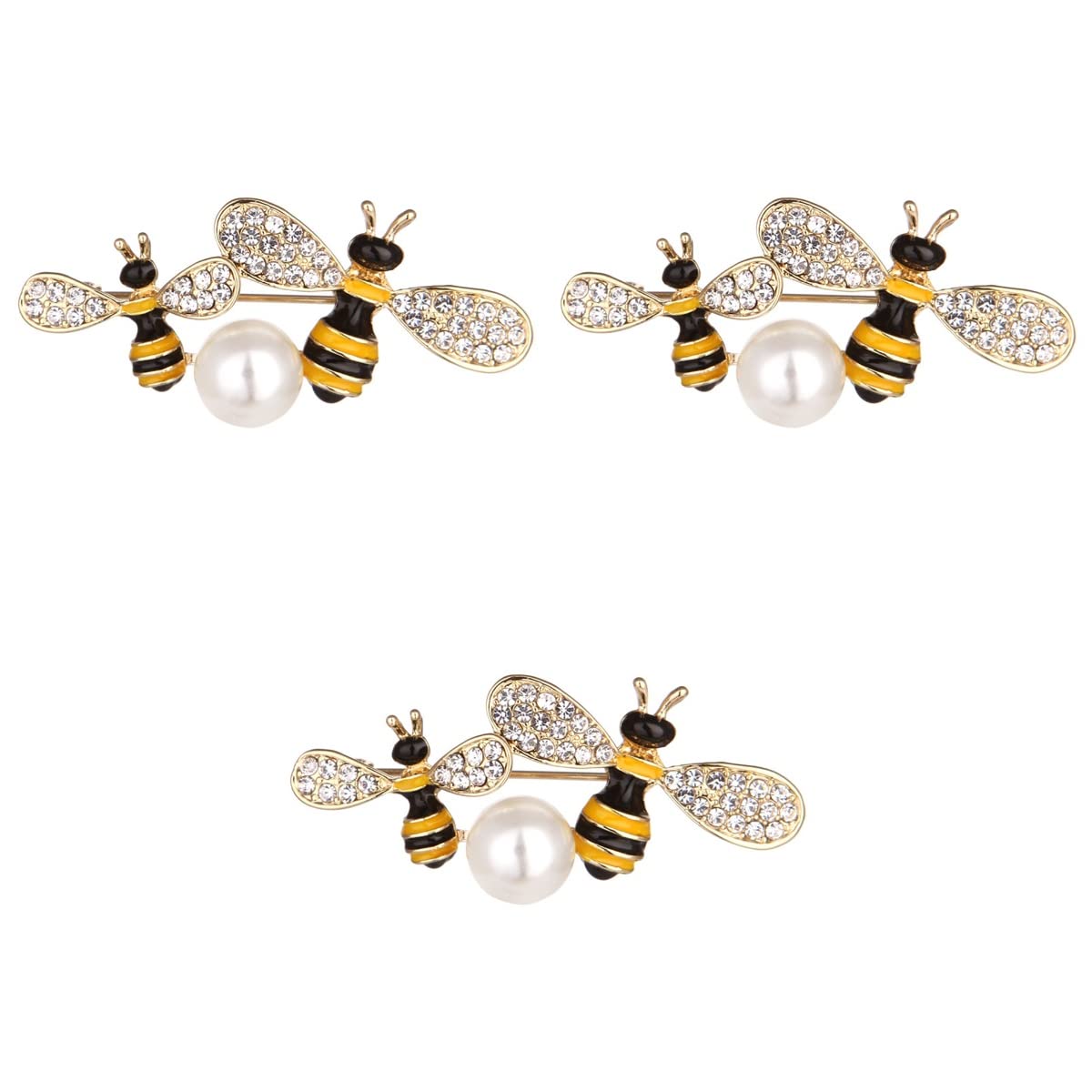 Brooches 3pcs Lovely Pin Decorative Shape Broche for Female Girl Pearl Bee Brooch