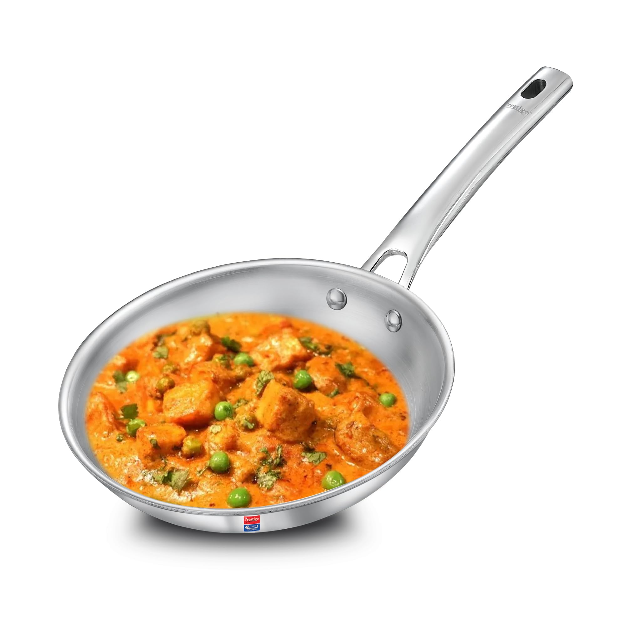 Prestige 20cm/1.0L Tri-Ply Stainless Steel Splendid Fry Pan| Gas and Induction Compatible |Even Heat Distribution| Thick Gauge Tri-Ply Body| 15 Year Warranty