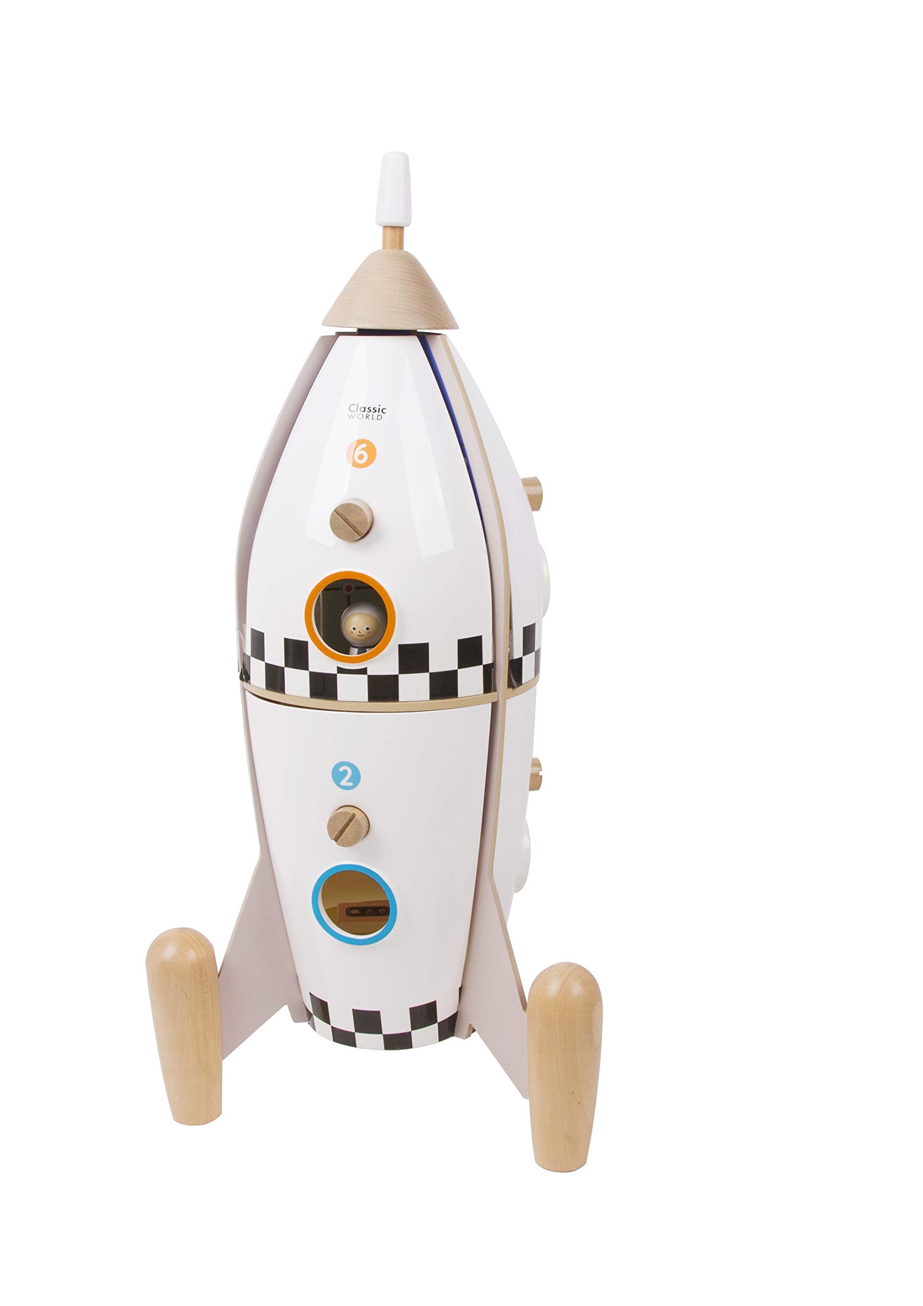 Classic World Spielzeug Rakete ab 3 Jahren, 69 cm hohe weiße Kinder-Rakete 12 Räume | Kinderspielzeug für Jungs und Mädchen
