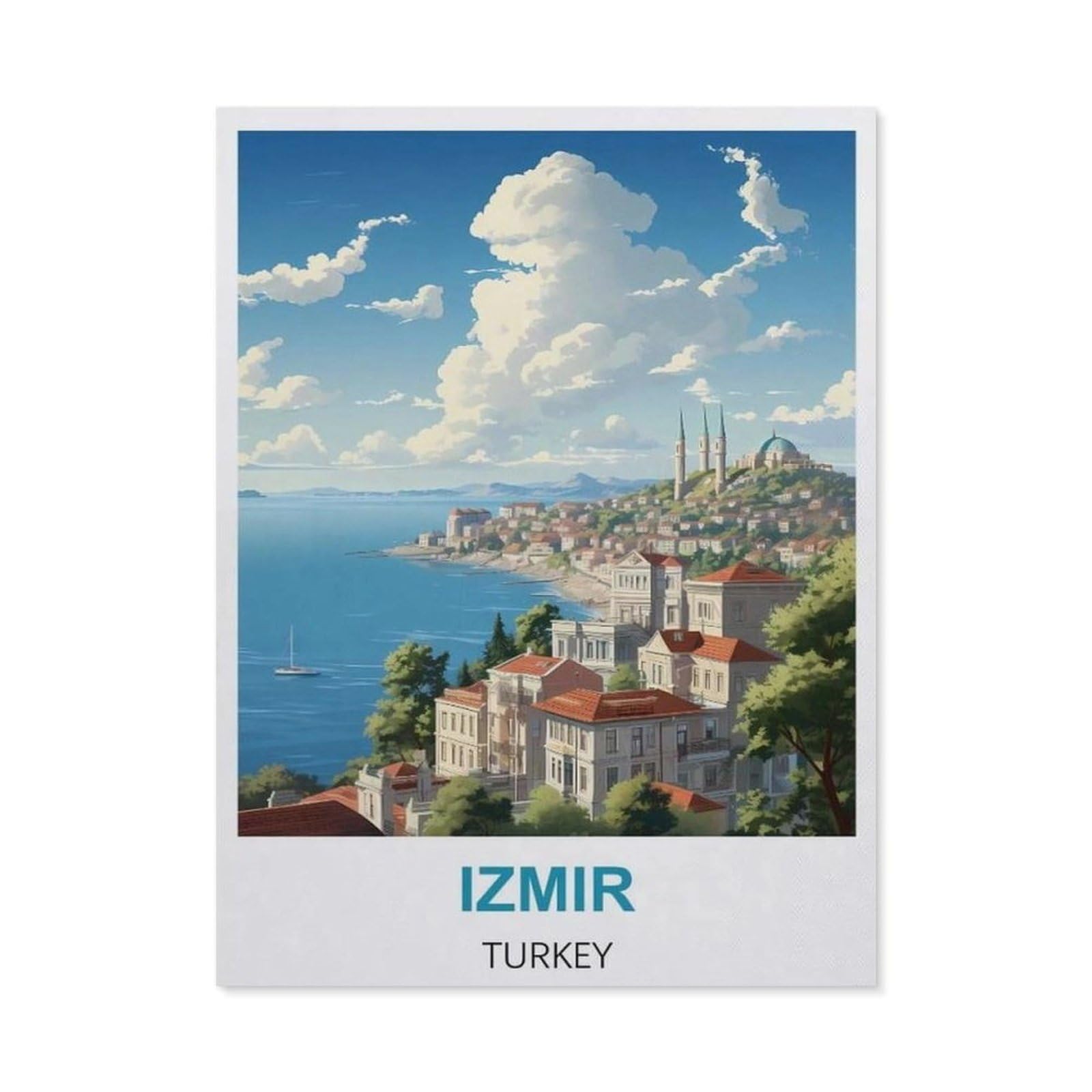 BEAYODKP 5D Diamond Painting Set for Adults and Children，Izmir Turkey Vintage Travel Posters，DIY Diamond Crystal Rhinestone Embroidery Painting（50 x 60 cm/19.68 x 23.62 inches）-CA44