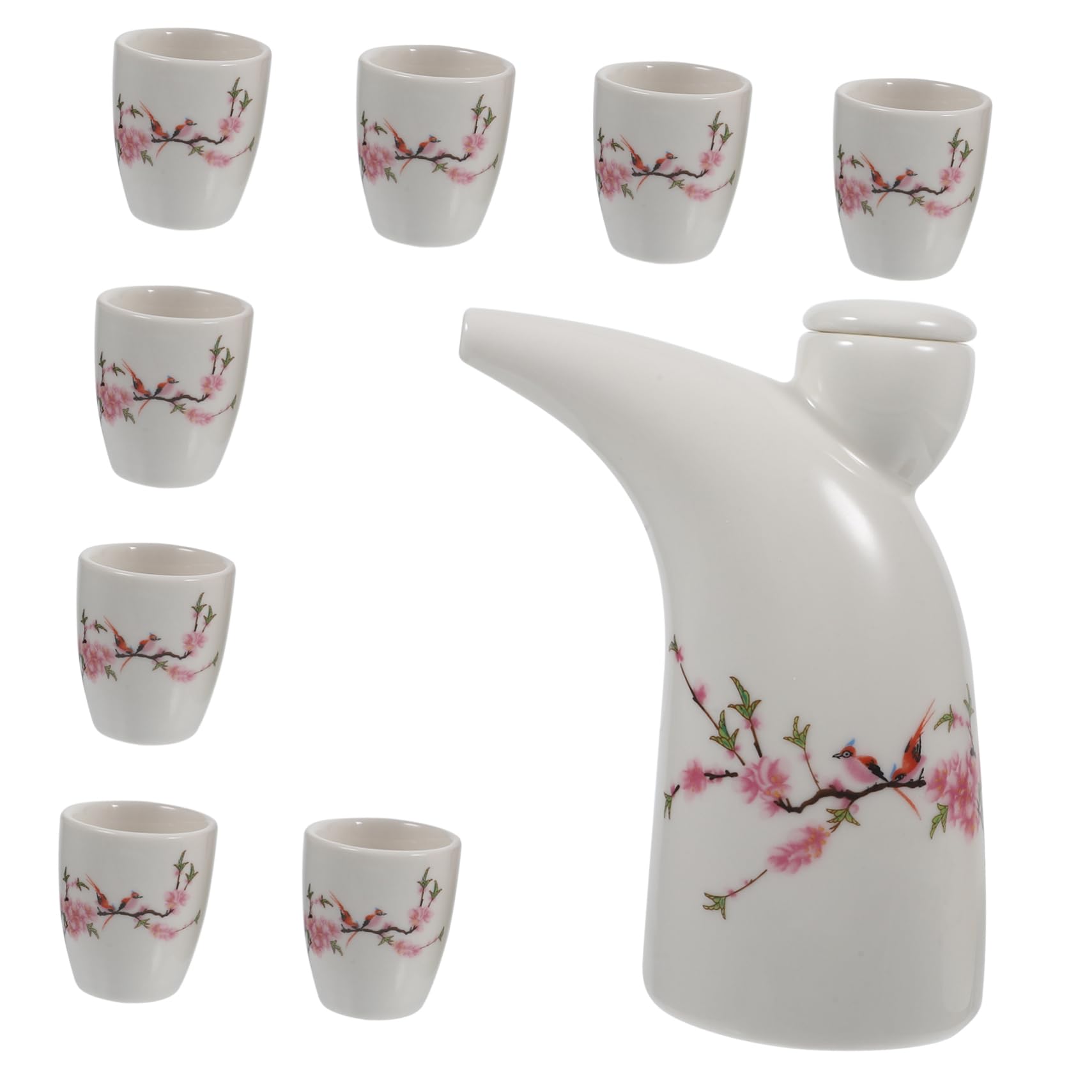 CIYODO Ceramic Traditional Rice Wine Pot Set Sake Kettle Cups for Weddings Parties