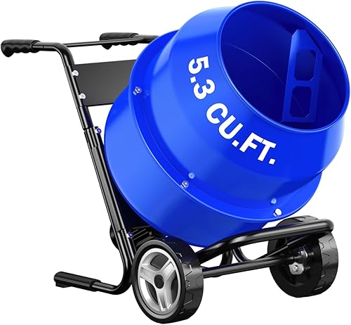 Miniatura 1 de Mezclador de hormigón eléctrico, 5.3 pies cúbicos, 1 HP. Mezclador de hormigón eléctrico portátil de tambor de polietileno de 750 W, máquina