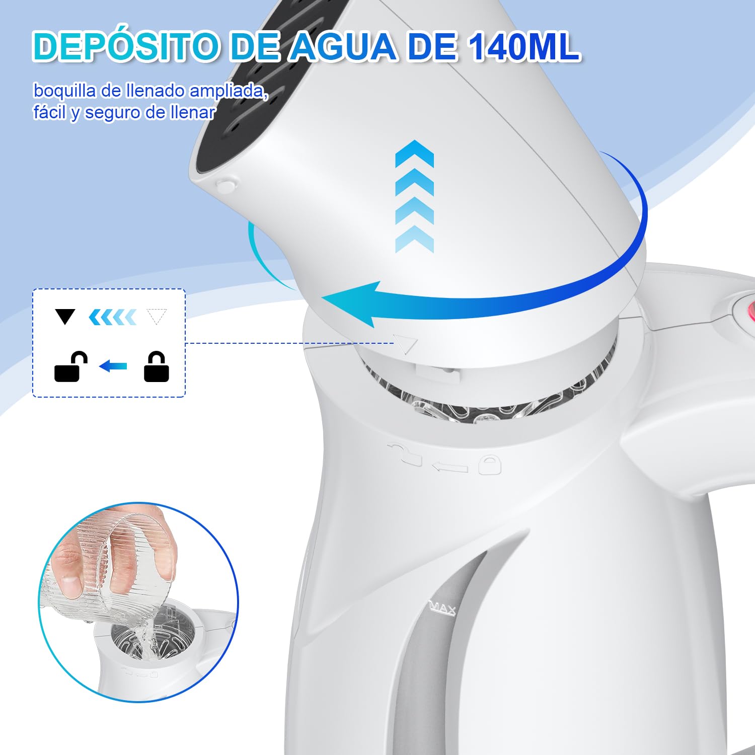 Onherm Plancha Vertical Vapor,140ML Cepillo de Vapor,Plancha Vapor 15 Minutos de Planchado Continuo de Ropa,Eliminación Rápida de Arrugas,Ideal Para Viajes,Hogar y Oficina